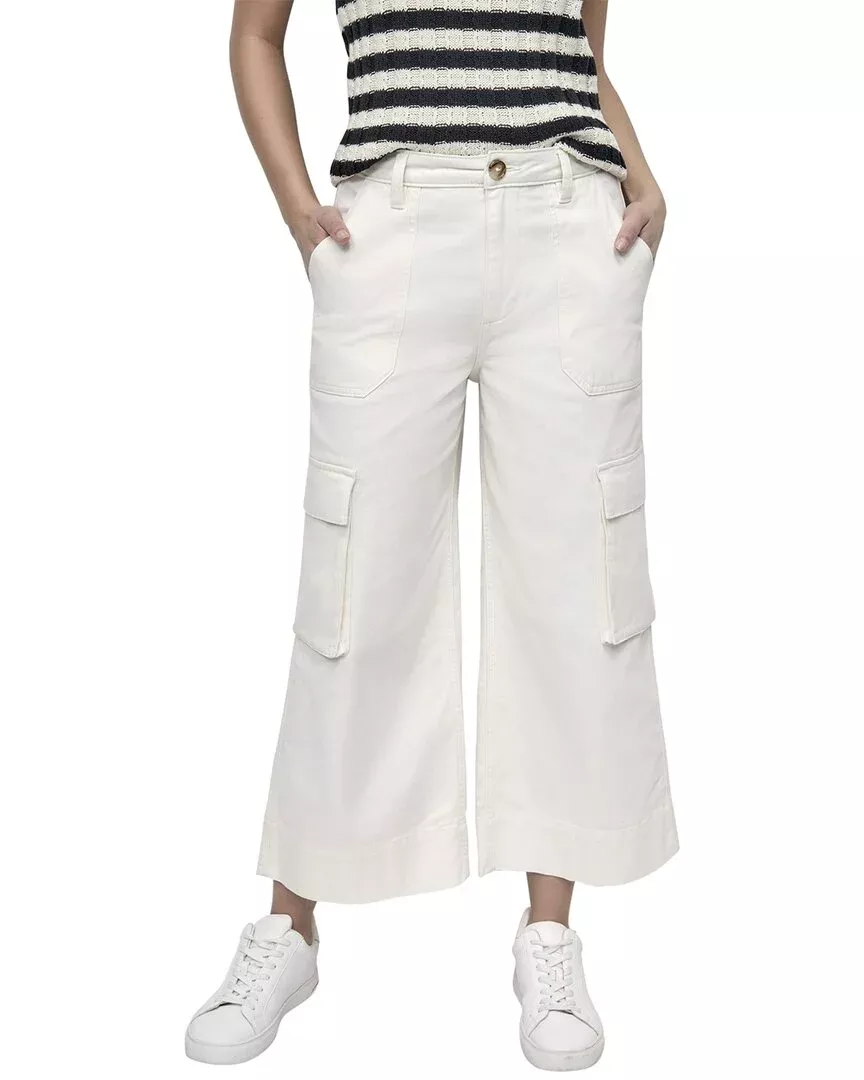 Dkny High Rise Ecru Wide Leg Stretch Jean