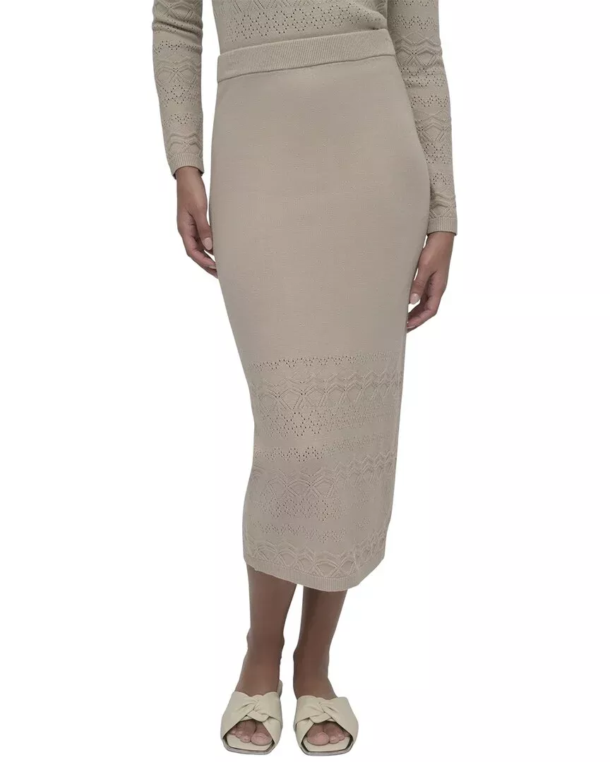 Dkny Lacey Stitch Midi Skirt With Side Slit