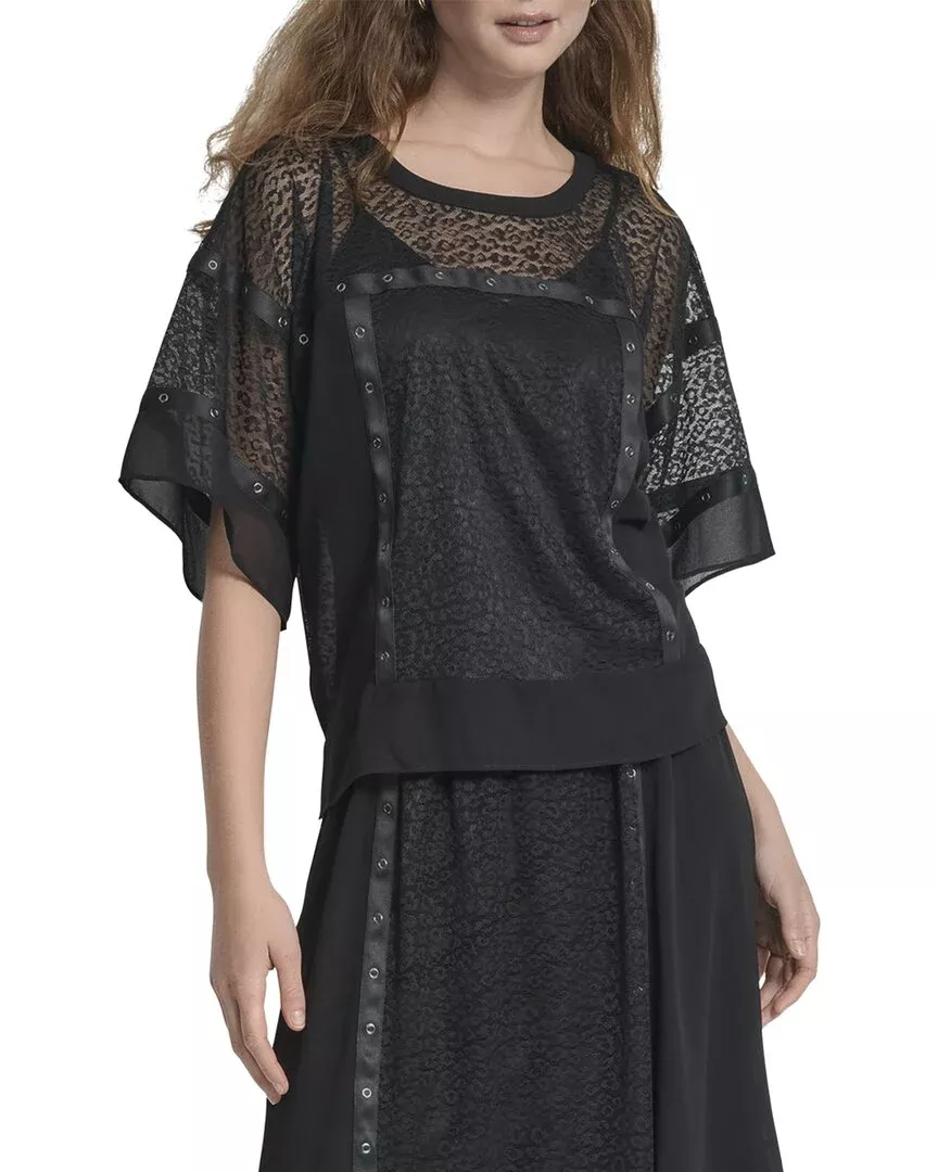 Dkny Leopard Overlay Top