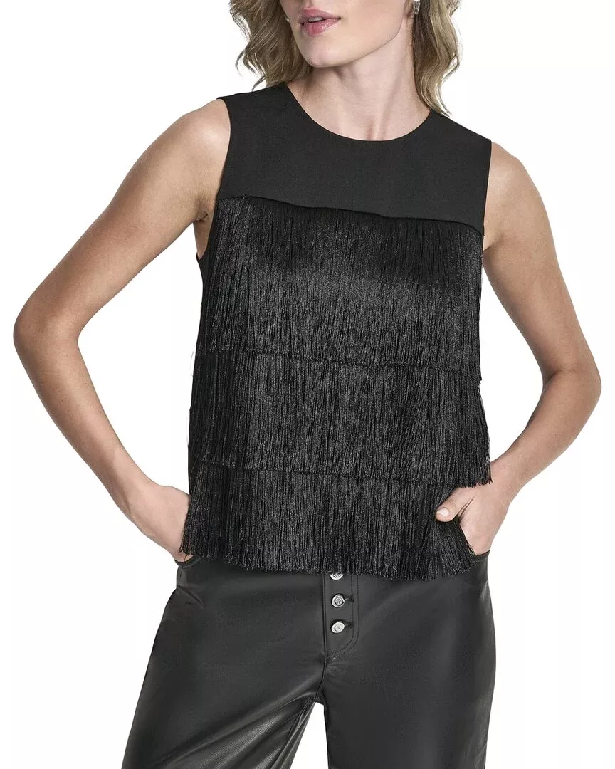 Dkny Tiered Fringe Blouse