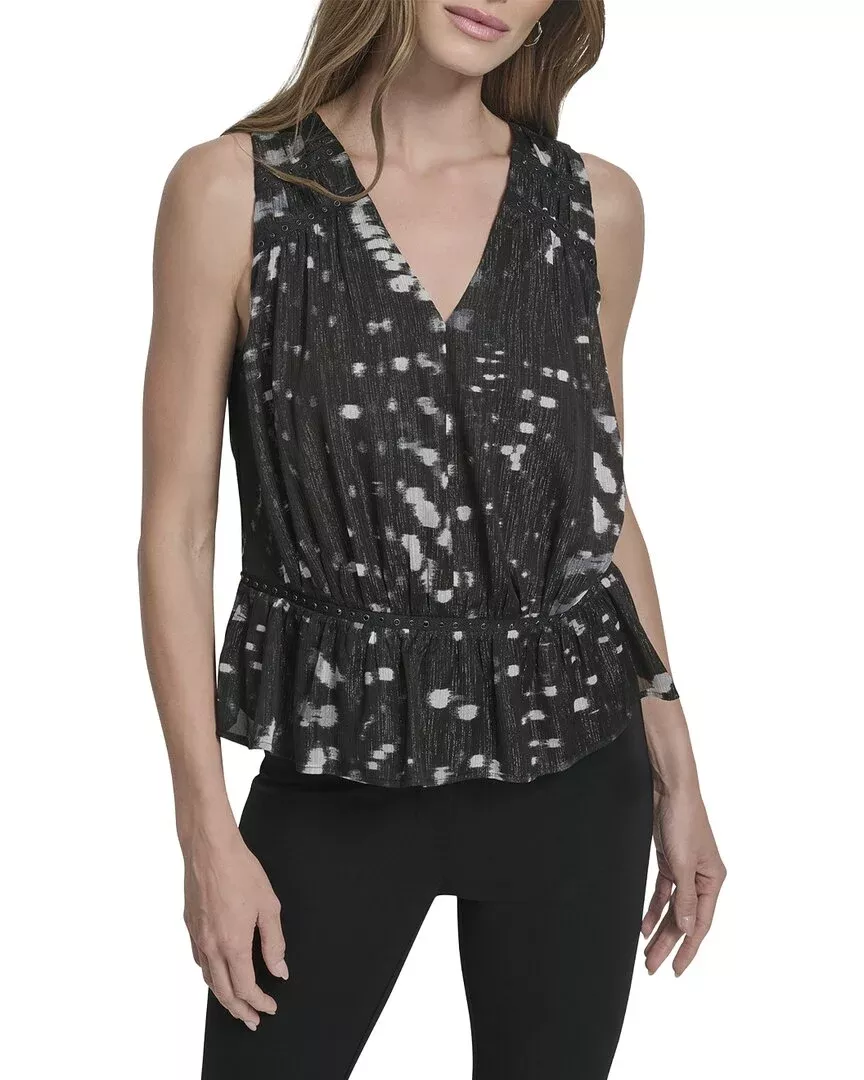 Dkny V-Neck Peplum Top