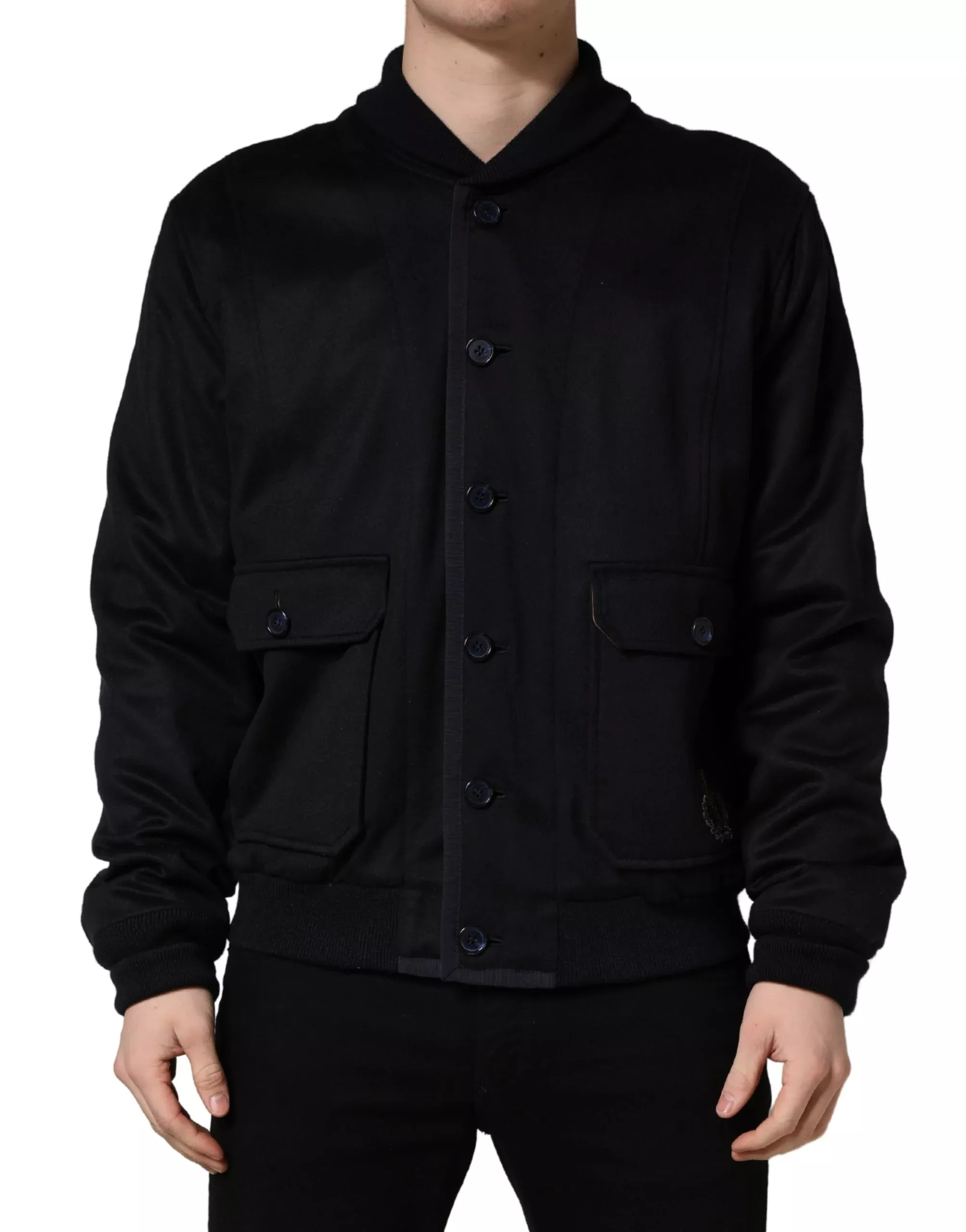 Dolce & Gabbana Black Cashmere Knitted Button Down Men's Jacket