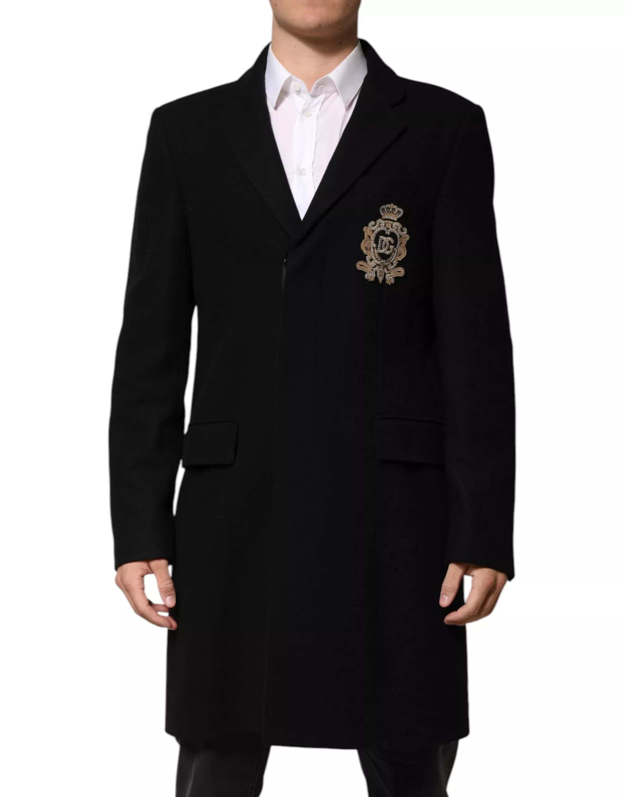 Dolce & Gabbana Black Heraldic Patch Single Breasted Men's Jacket