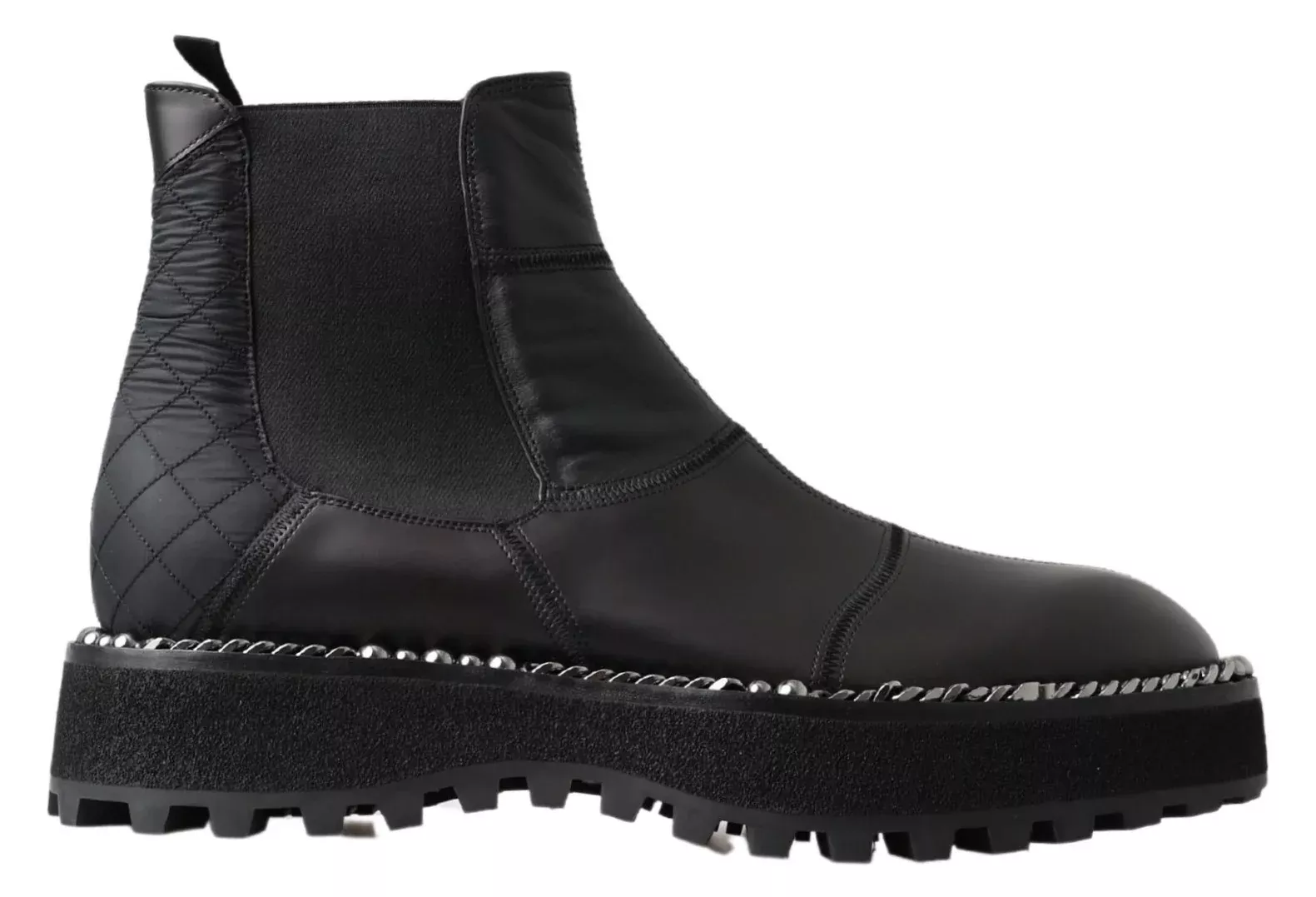 Dolce & Gabbana Black Leather Slip on Stretch Men's Boots
