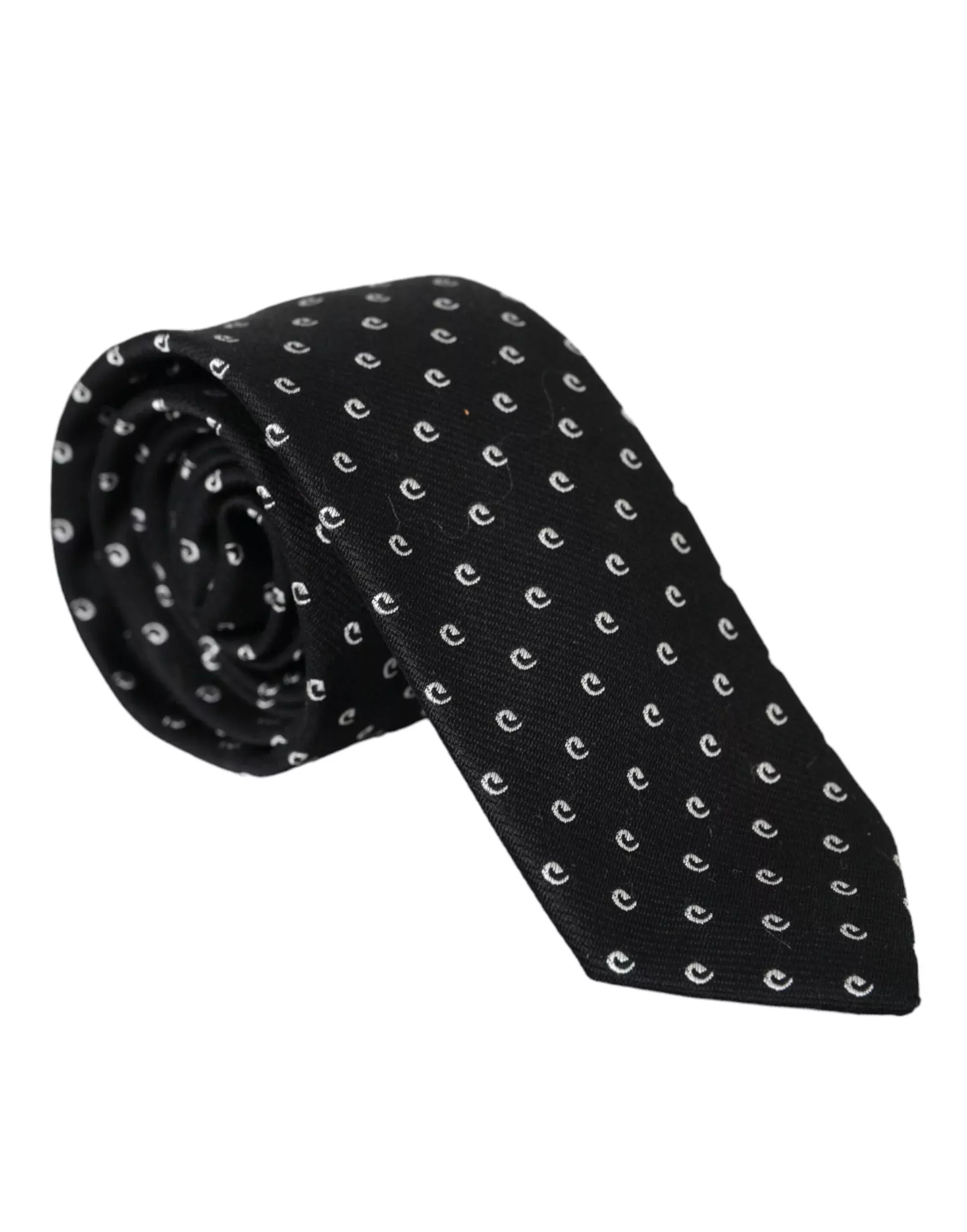 Dolce & Gabbana Black Logo Cotton Blend Adjustable Men's Tie