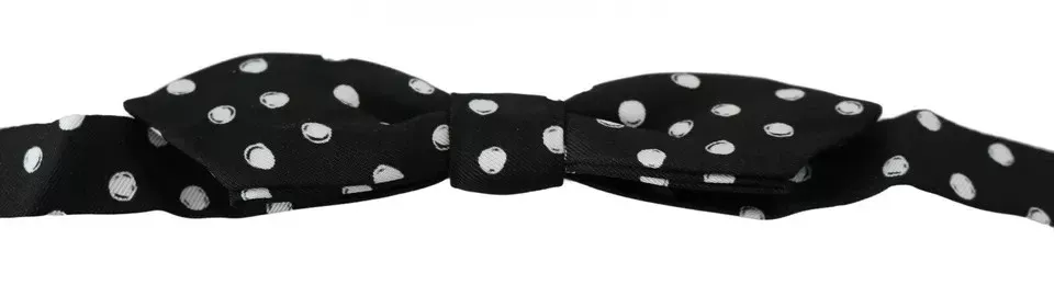 Dolce & Gabbana Black Polka Dots Adjustable Neck Bow Men's Tie