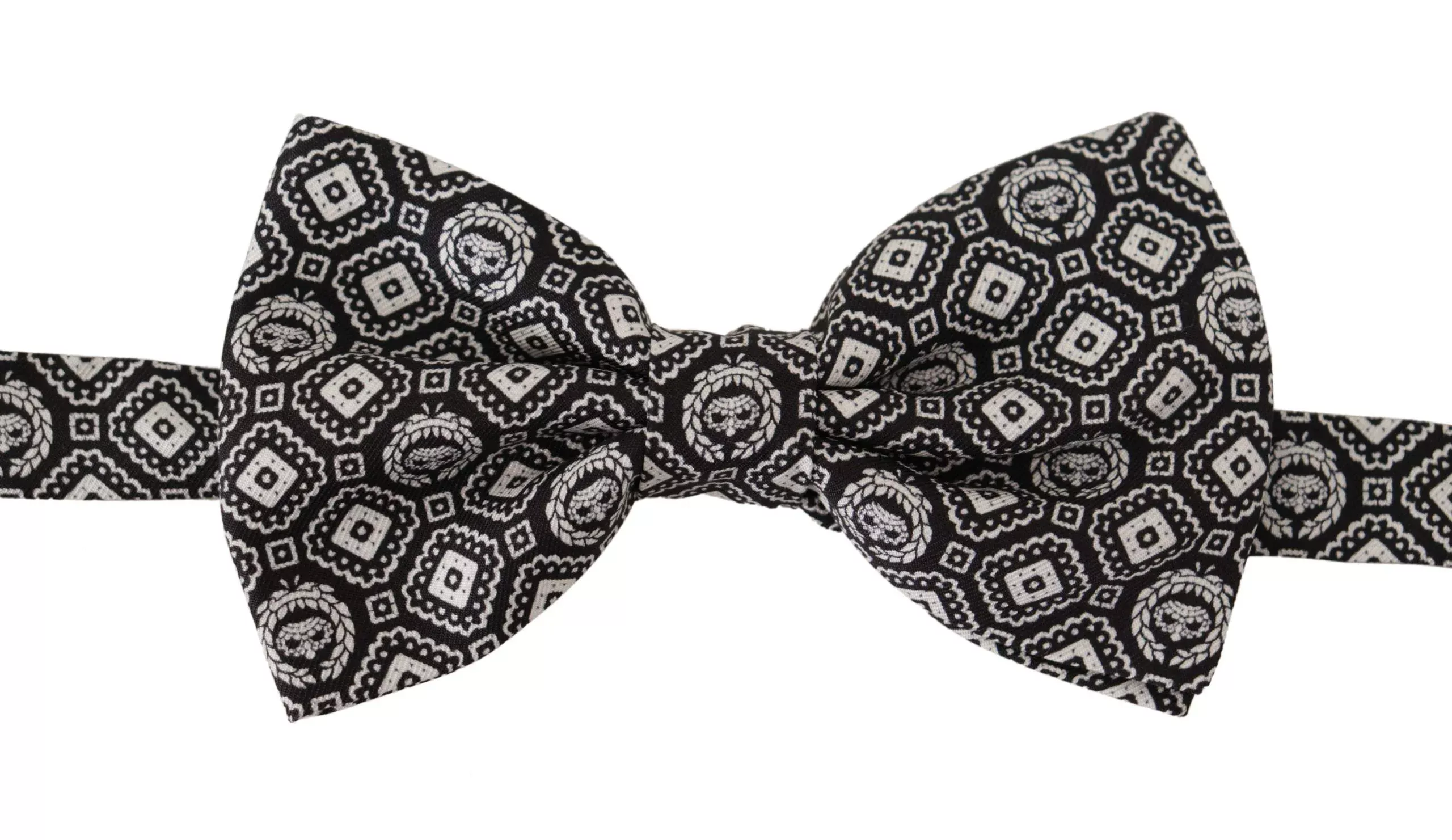 Dolce & Gabbana Black white 100% Silk Adjustable Neck Papillon Men's Tie