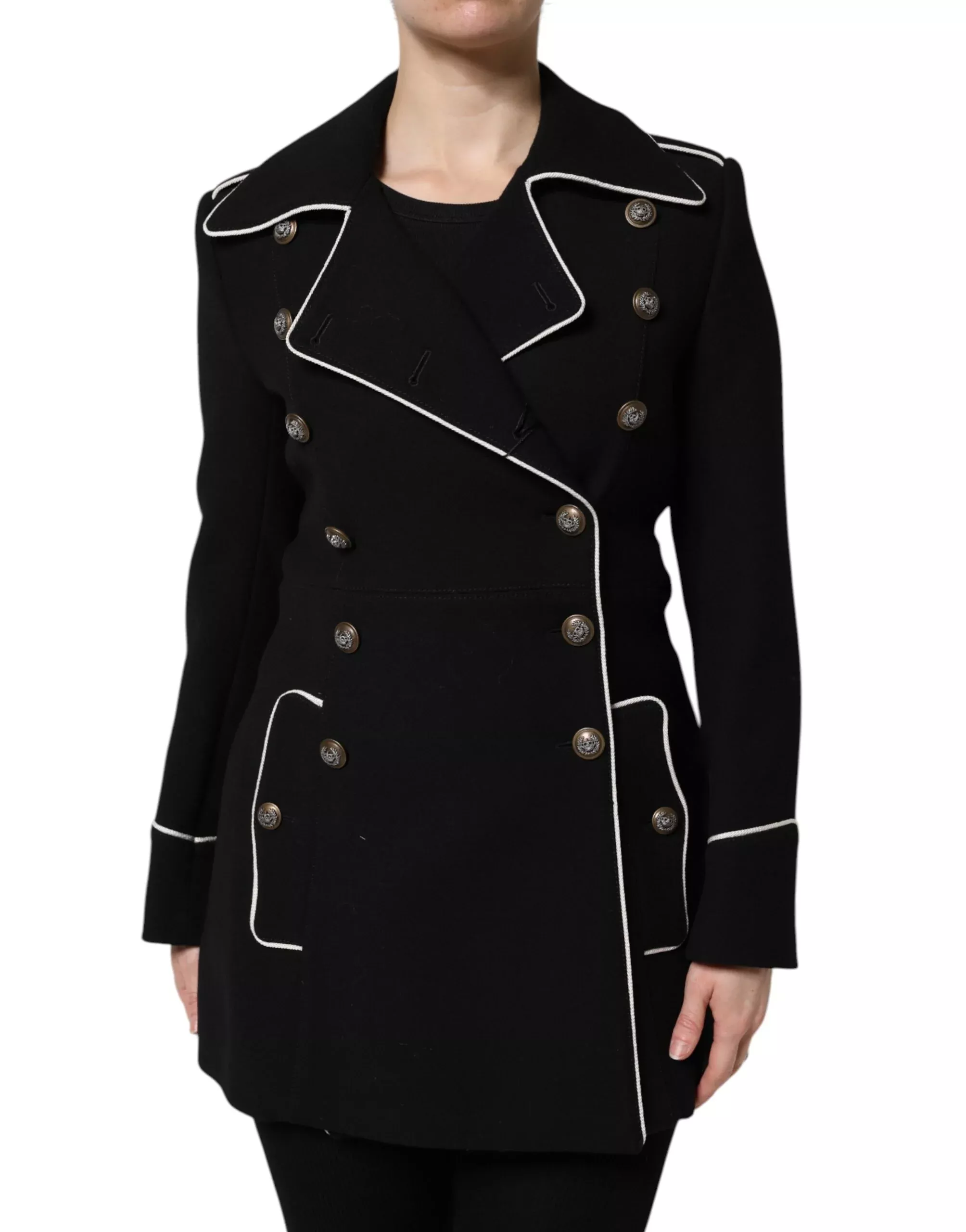 Dolce & Gabbana Black Wool Double Breasted Blazer Women's Jacket