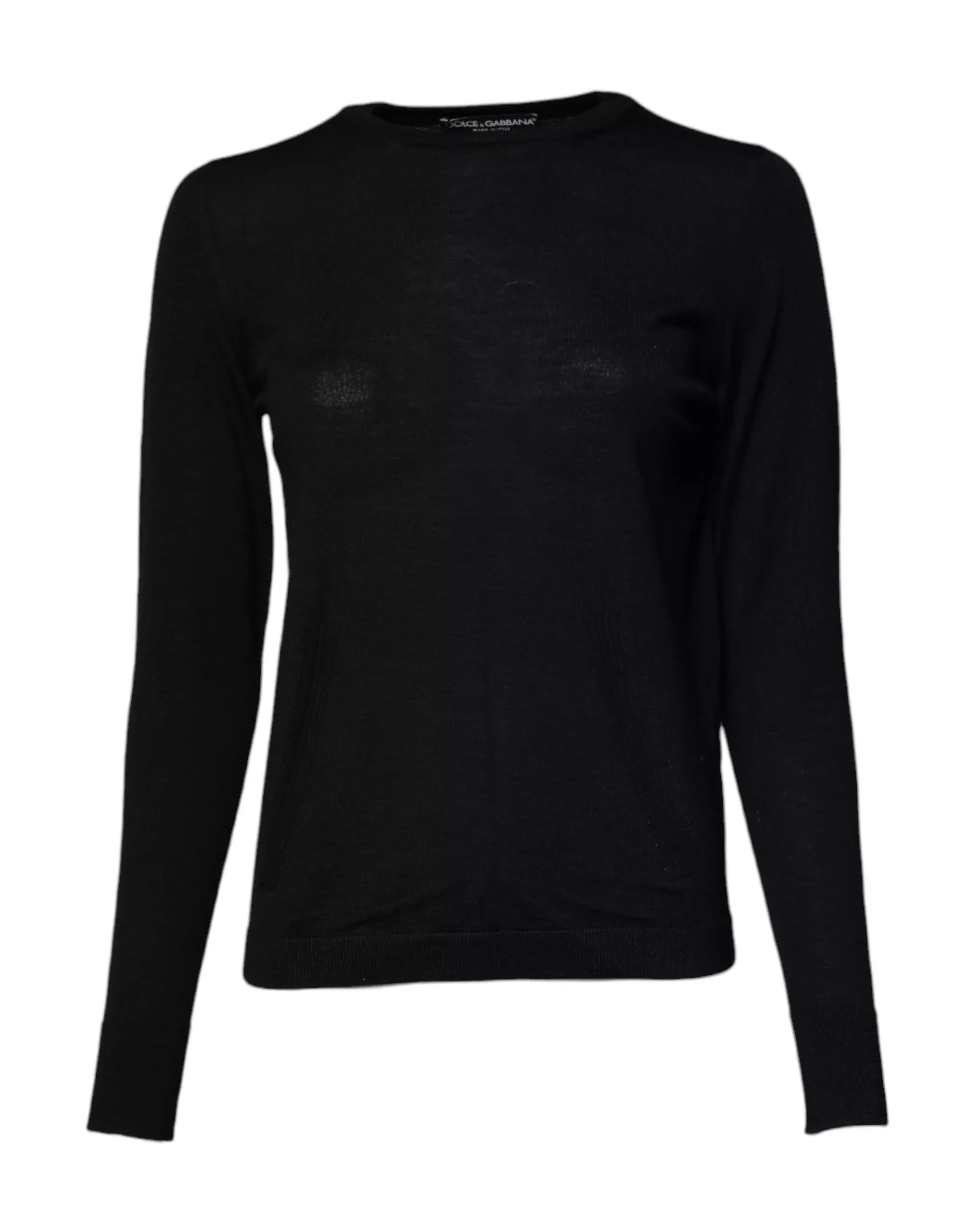 Dolce & Gabbana Black Wool Knit Crew Neck Pullover Women's Sweater