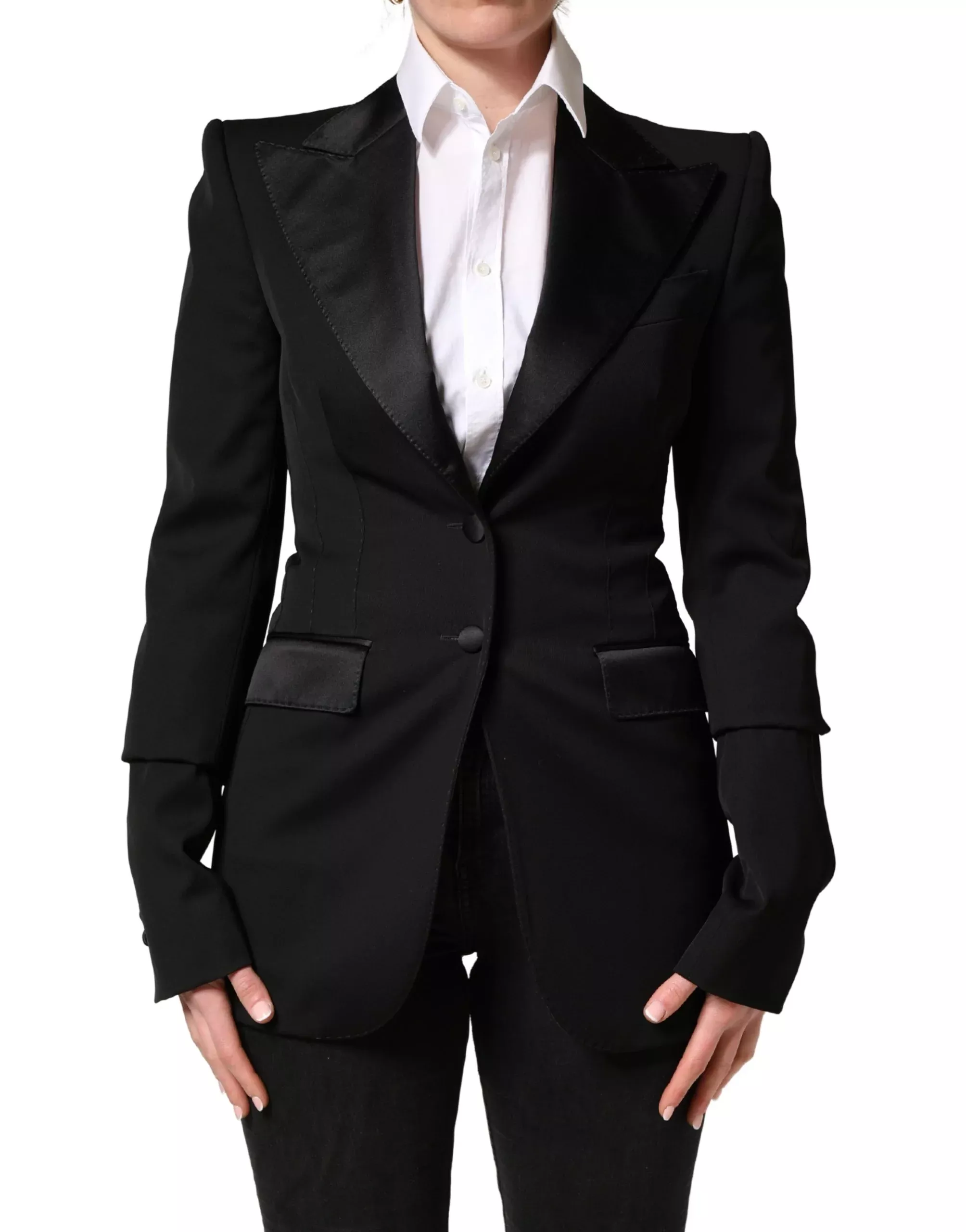 Dolce & Gabbana Black Wool Single Breasted Blazer Women's Jacket