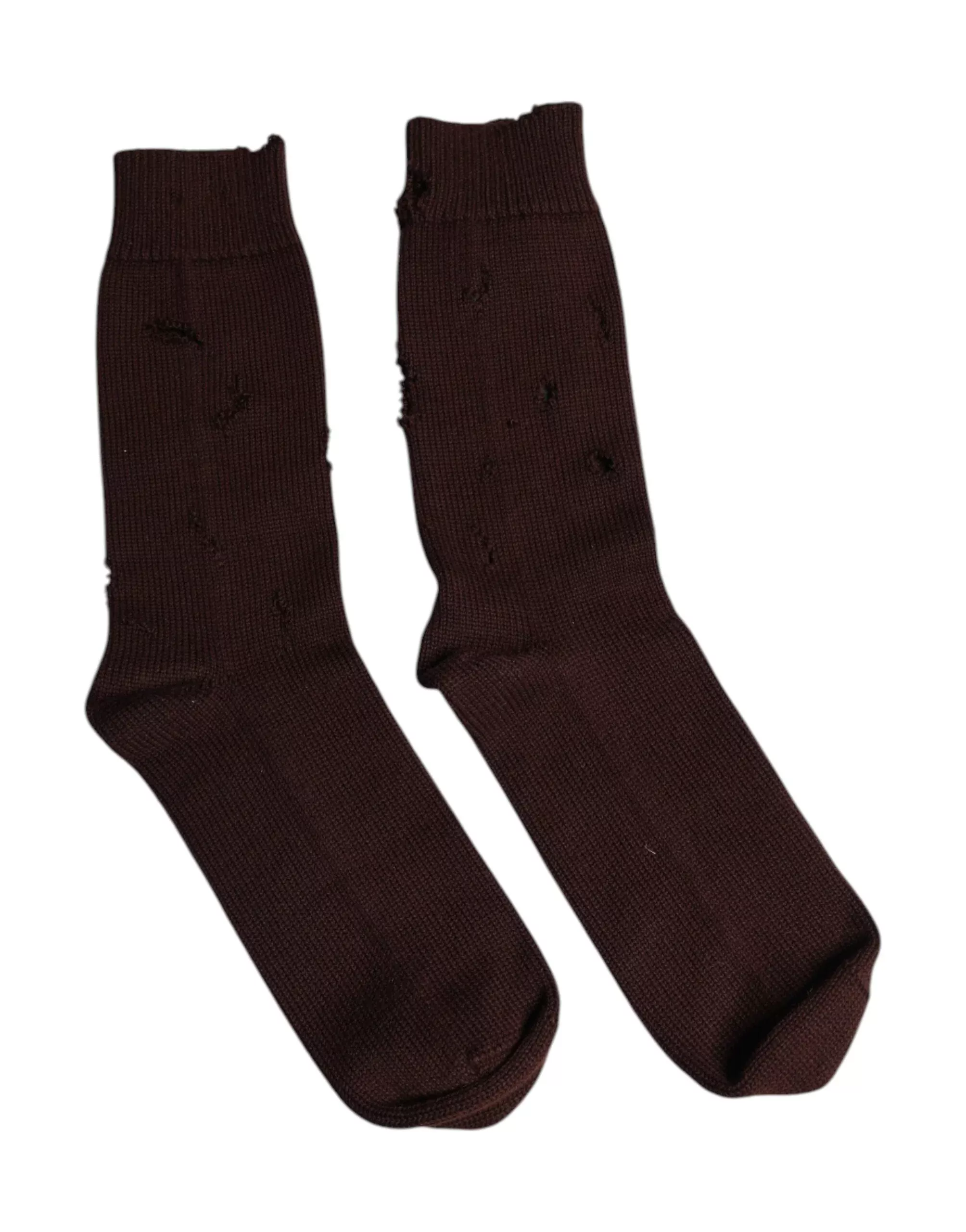 Dolce & Gabbana Brown Solid Cotton Stretch Mid CalfSocks