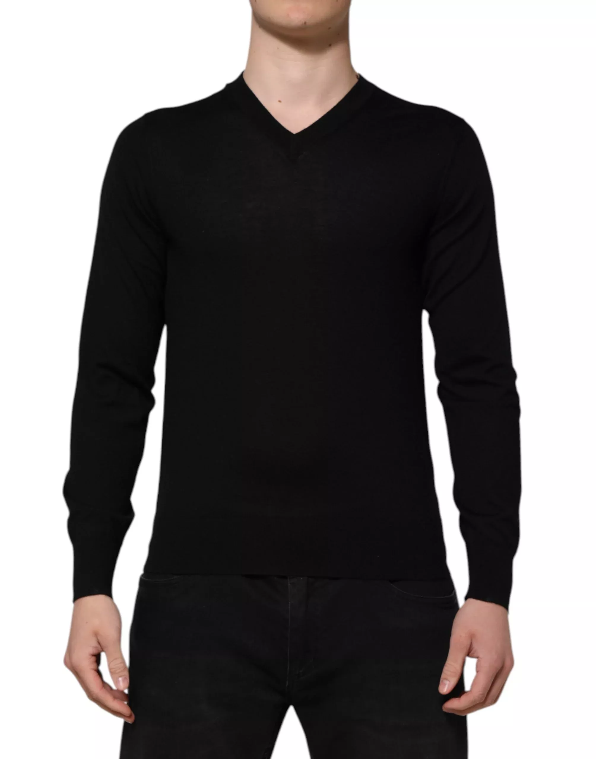 Dolce & Gabbana Dark Gray Embroidered Logo Pullover Men's Sweater