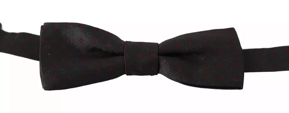 Dolce & Gabbana Gray Dotted Silk Adjustable Neck Bow Men's Tie
