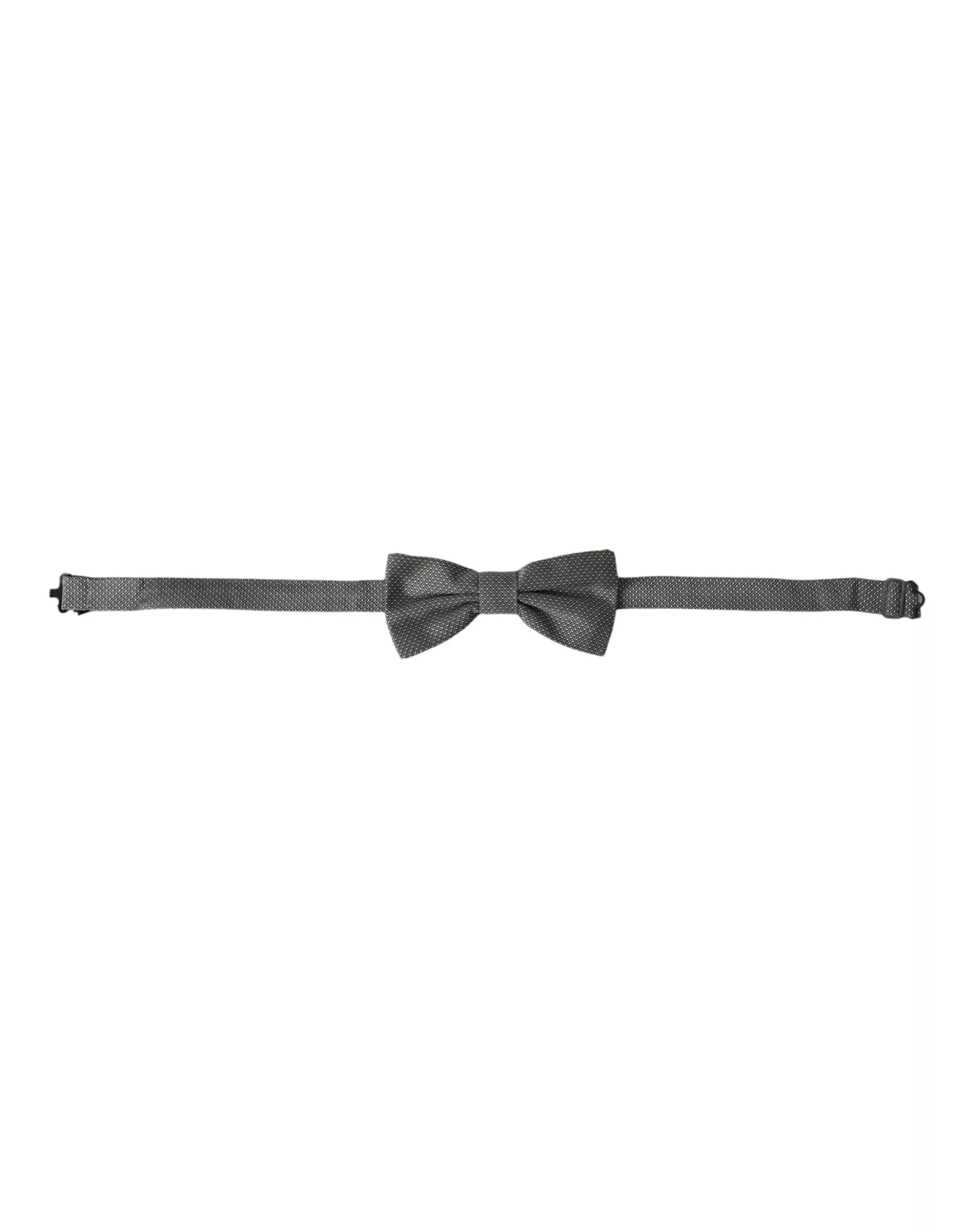 Dolce & Gabbana Gray Silk Patterned Adjustable Neck Men Bow Men's Tie