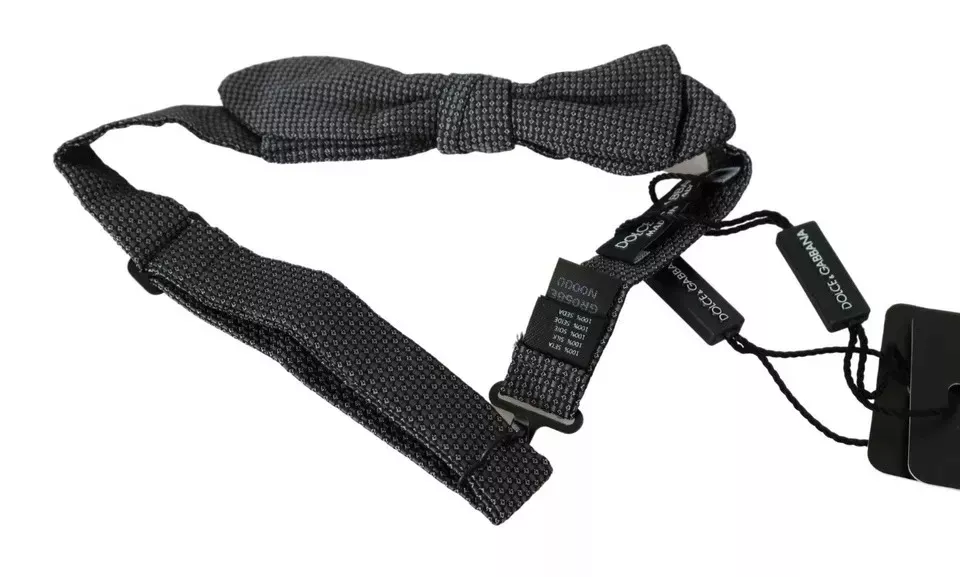 Dolce & Gabbana Gray Silk Patterned Mens NeckMen's Bow Men's Tie