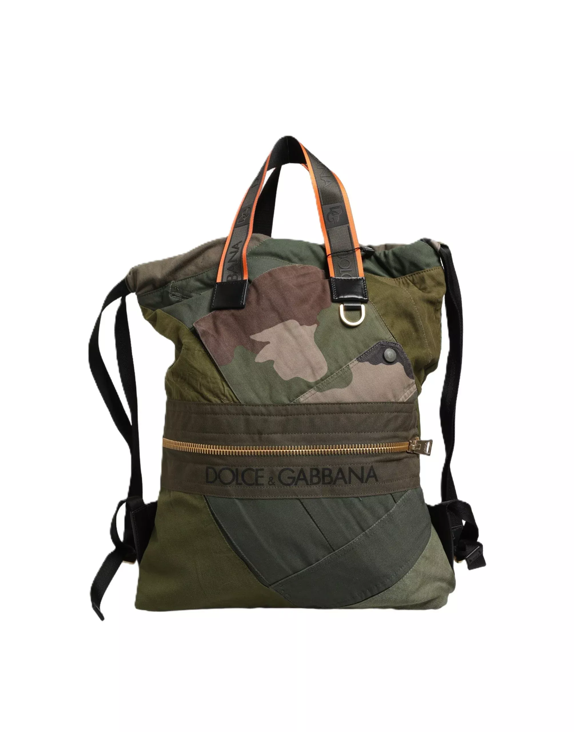 Dolce & Gabbana Military Green Patchwork Rucksack Backpack Borse Men Men's Bag