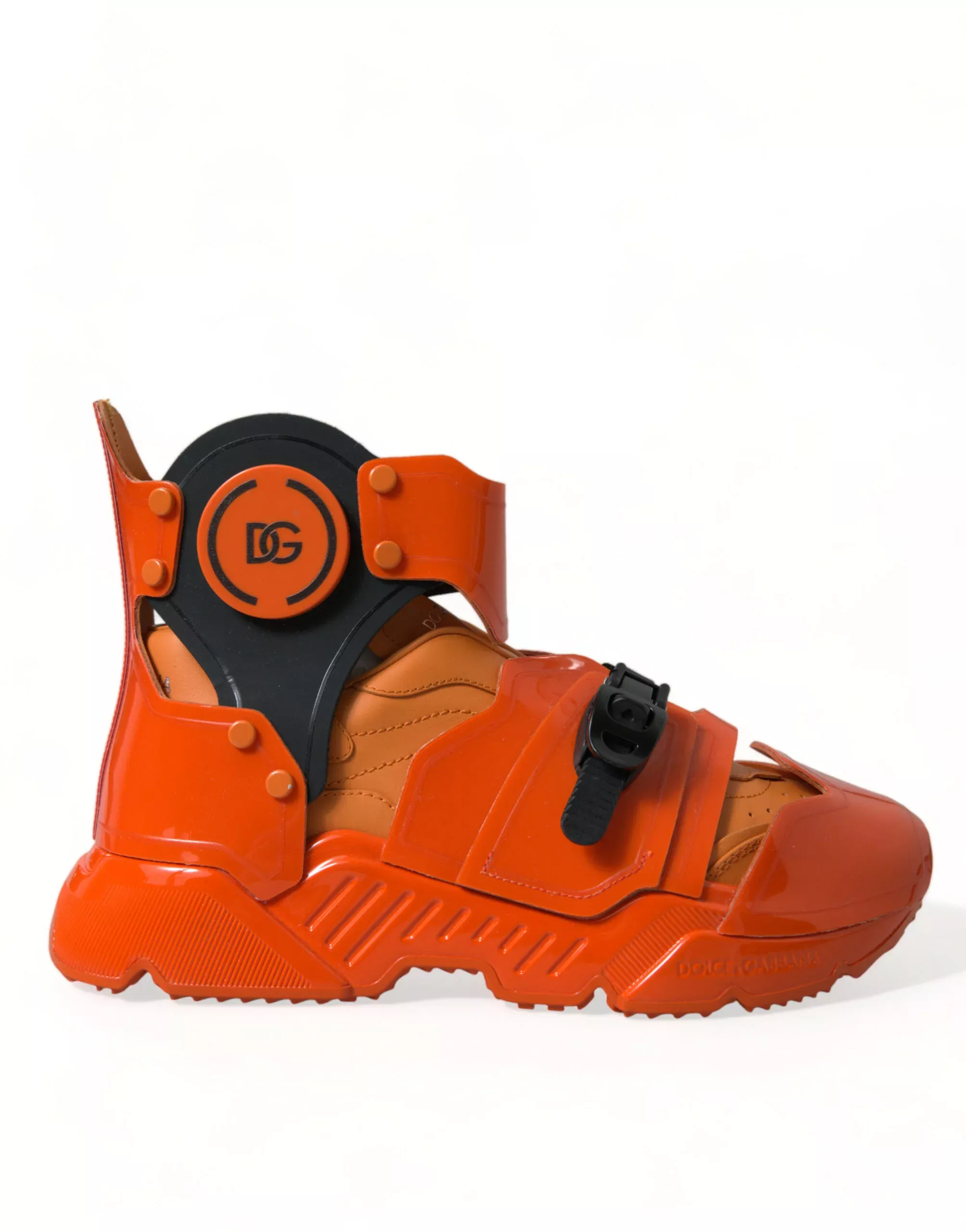 Dolce & Gabbana Orange Multi Panel Chunky High Top Sneakers Men's Shoes