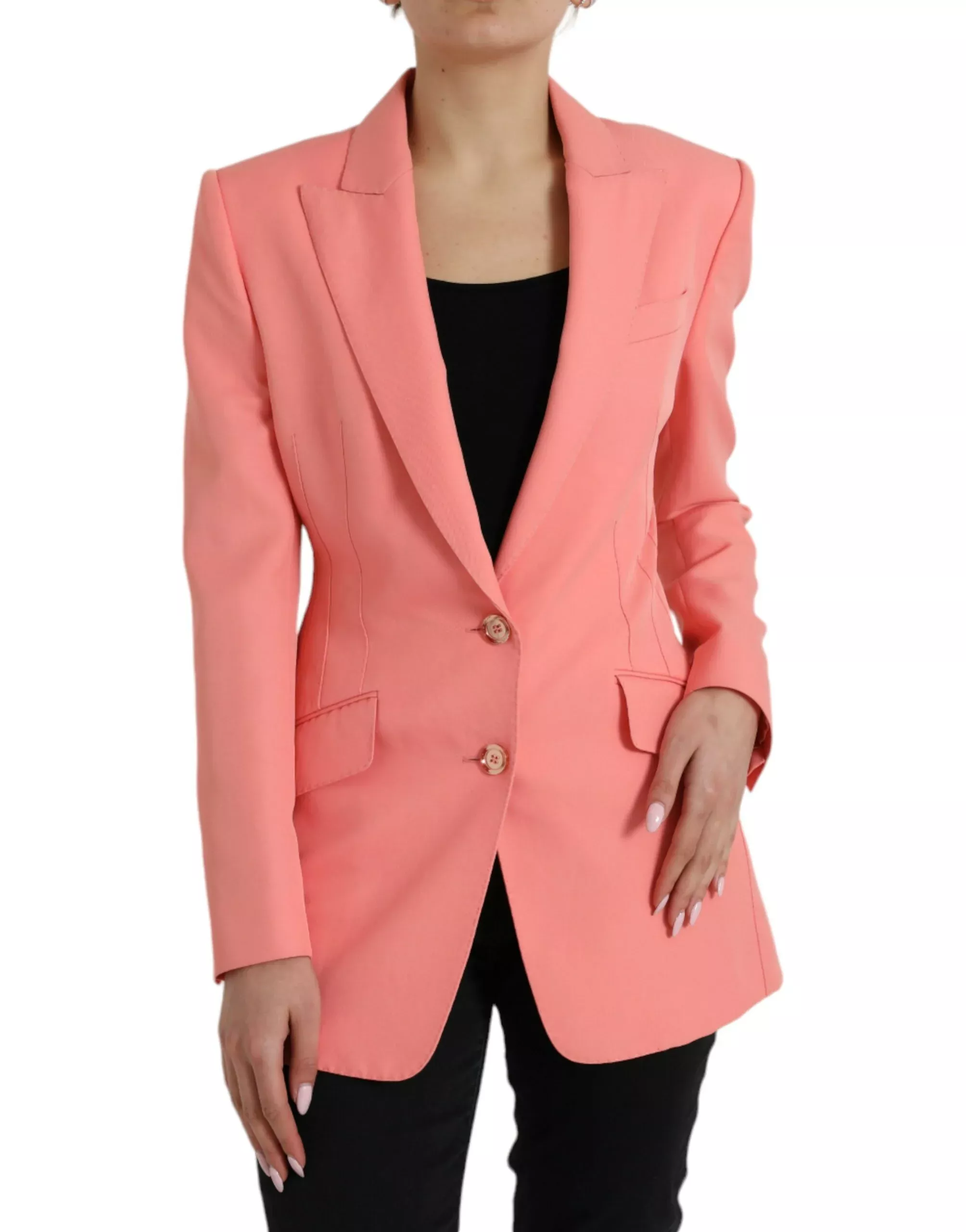 Dolce & Gabbana Pink Polyester Single Breasted Blazer Women's Jacket