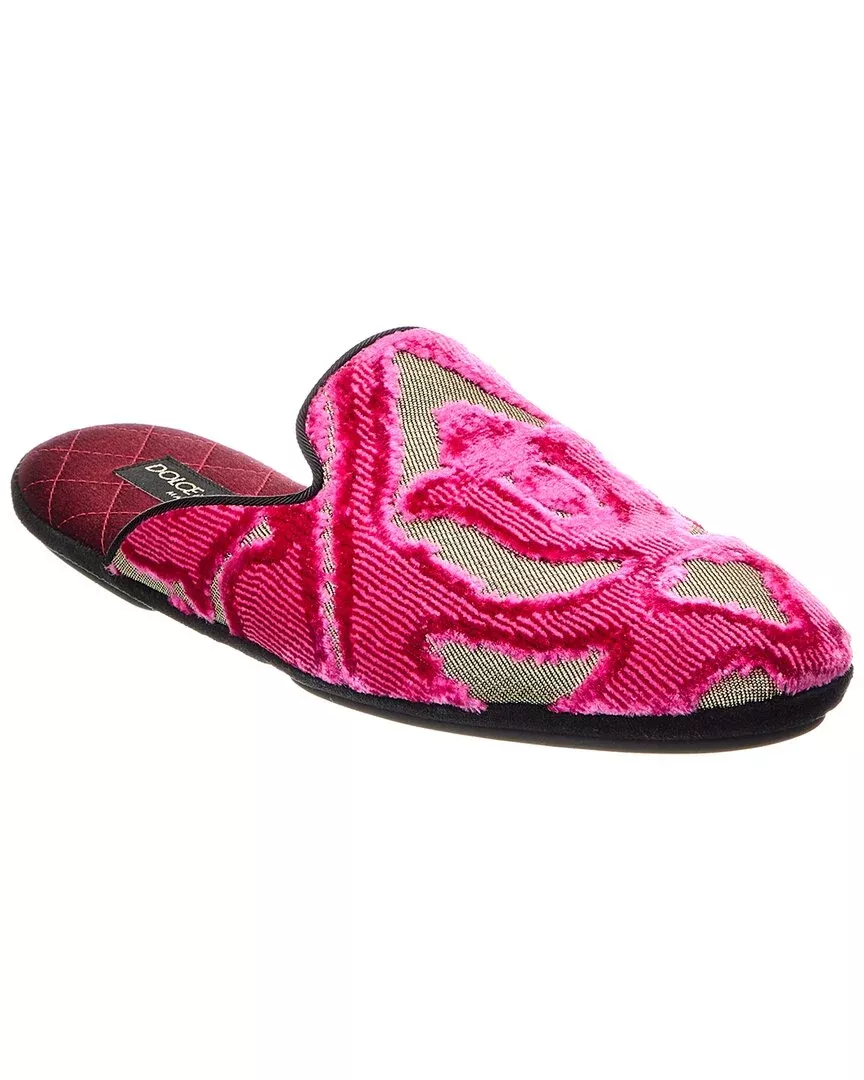 Dolce & Gabbana Velvet & Canvas Mules