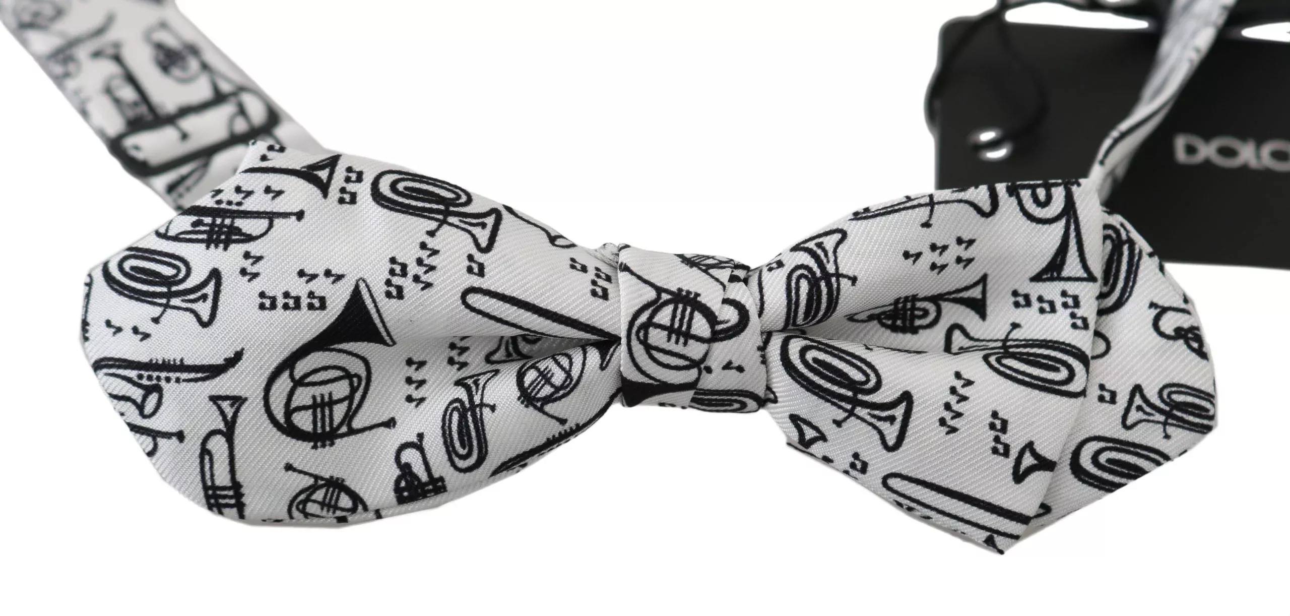 Dolce & Gabbana White Instruments Adjustable Neck Papillon Men Bow Men's Tie