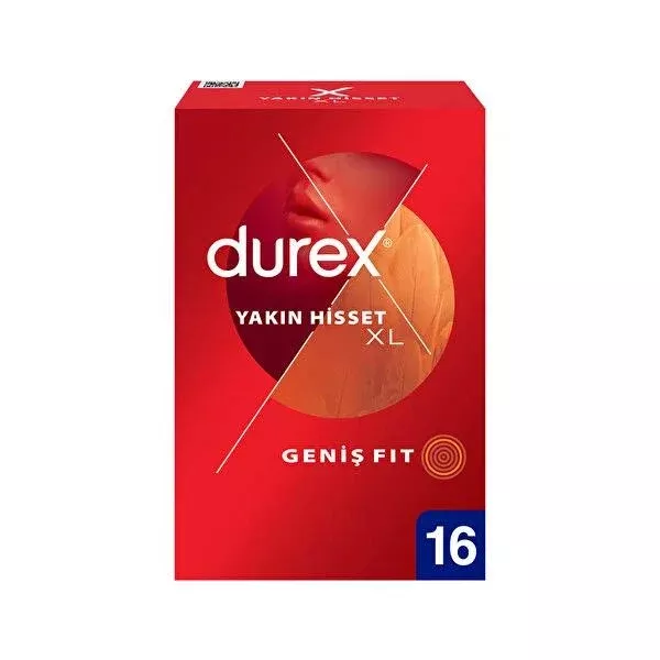 Durex Extra Lubricated and Thin Condoms XL Size - 16 Count for Enhanced Sensitivity and Comfort
