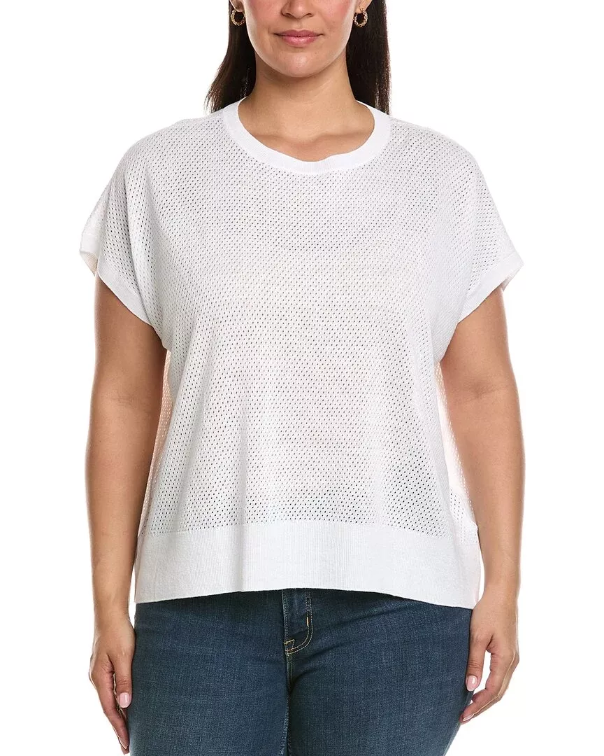 Eileen Fisher Plus Crewneck Linen-Blend Vest