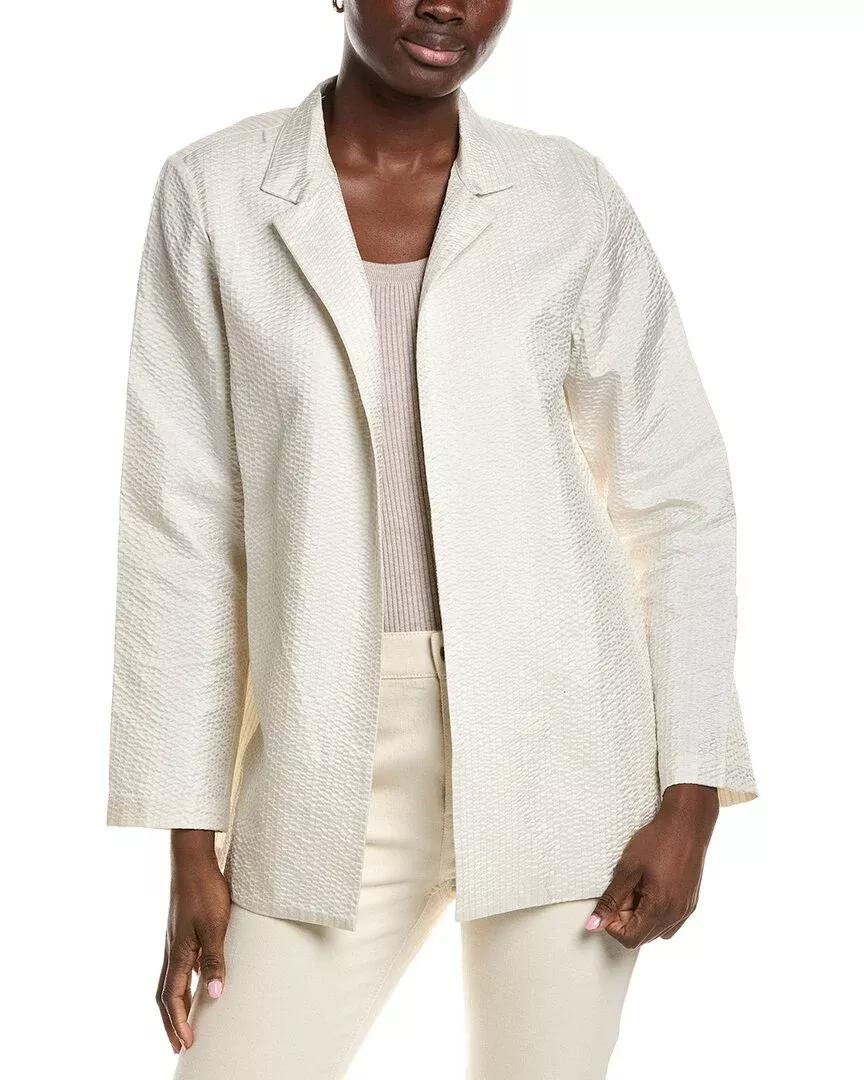 Eileen Fisher Stand Collar Silk Jacket