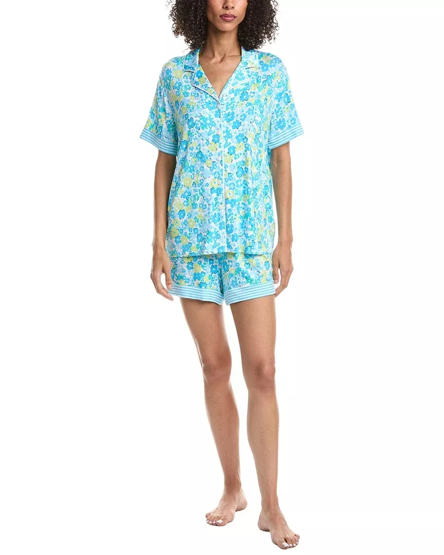 Ellen Tracy 2Pc Notch Collar Top & Short Pajama Set
