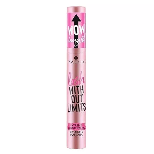 Essence Lash Without Limits Mascara: Extreme Lengthening & Volume - Ultra Black, Contact Lens Safe, Long Lasting Definition