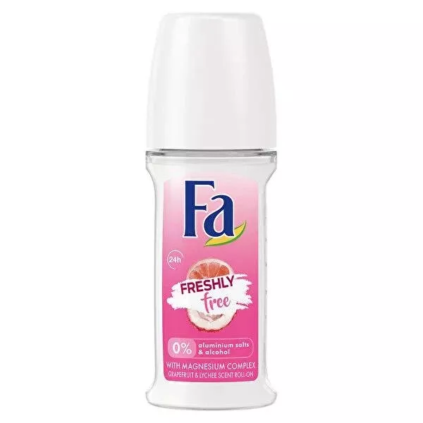 FA Freshly Free Roll-On Deodorant: 24-Hour Odor Protection with Refreshing Grapefruit & Lychee Scent - Travel Friendly