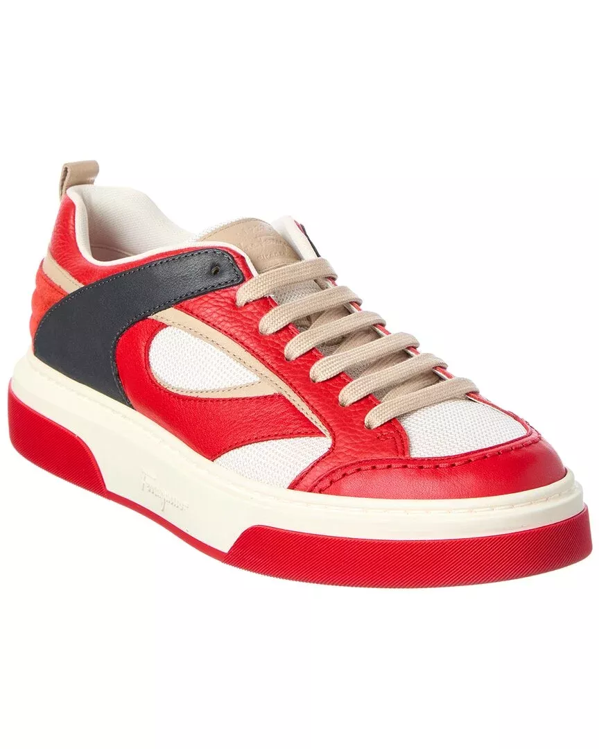 Ferragamo Cassina Leather-Trim Sneaker