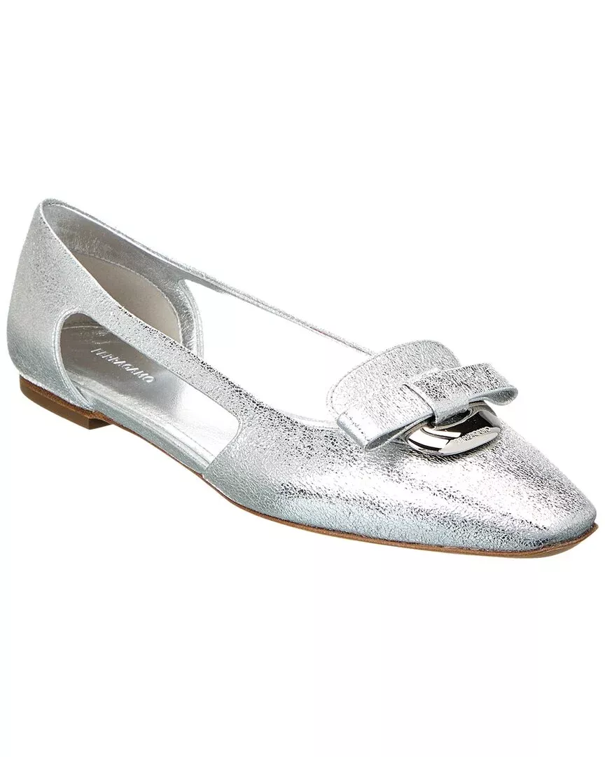 Ferragamo Cutout Leather Ballet Flat