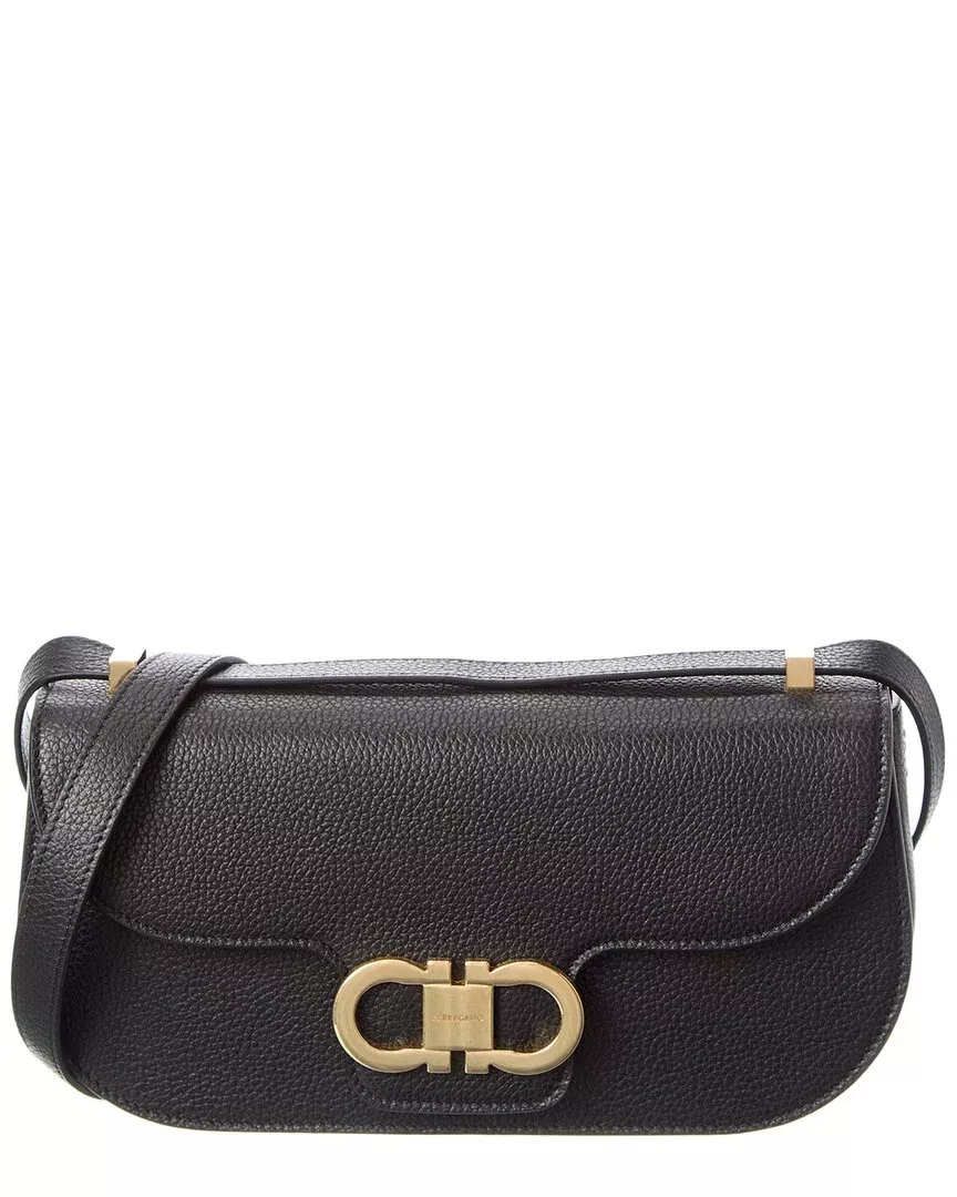 Ferragamo Gancini Double Leather Shoulder Bag