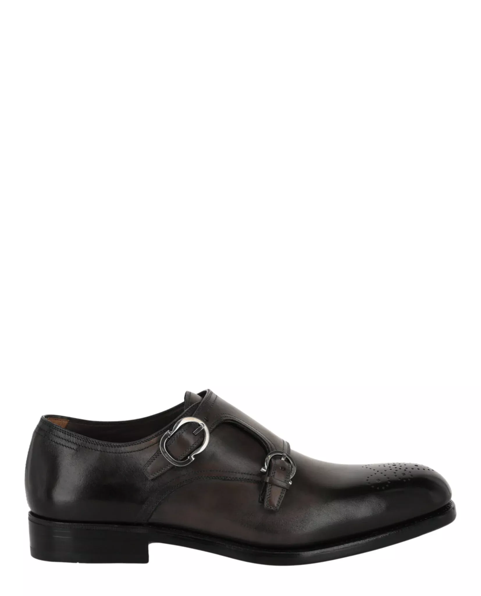 Ferragamo Mens Brighton Monk Strap Shoes - Extra Wide Width