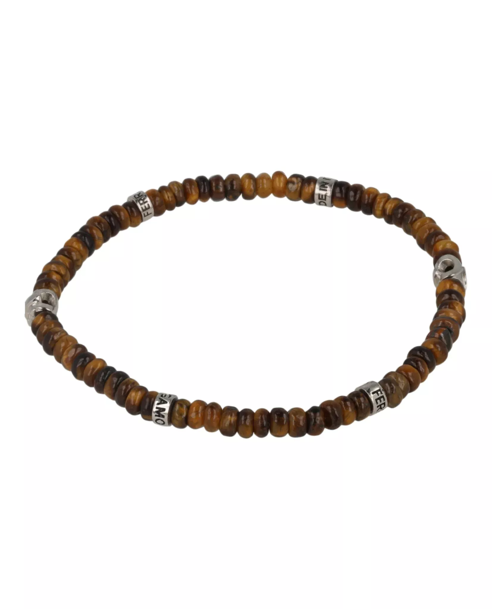 Ferragamo Mens Medium Tiger Eye Beadstone Bracelet