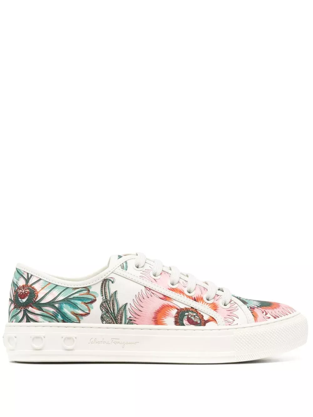 Ferragamo Papavero-Print Low-Top Sneakers