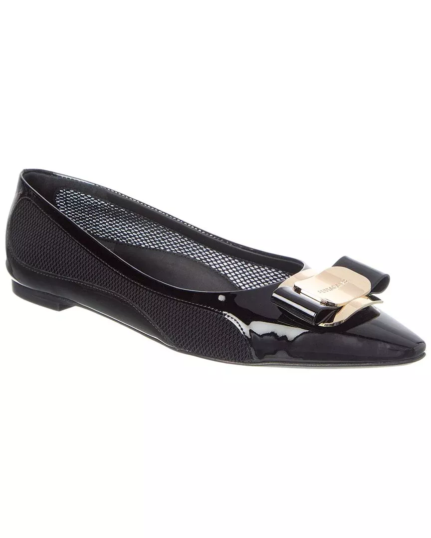 Ferragamo Zea Bow Leather Ballet Flat