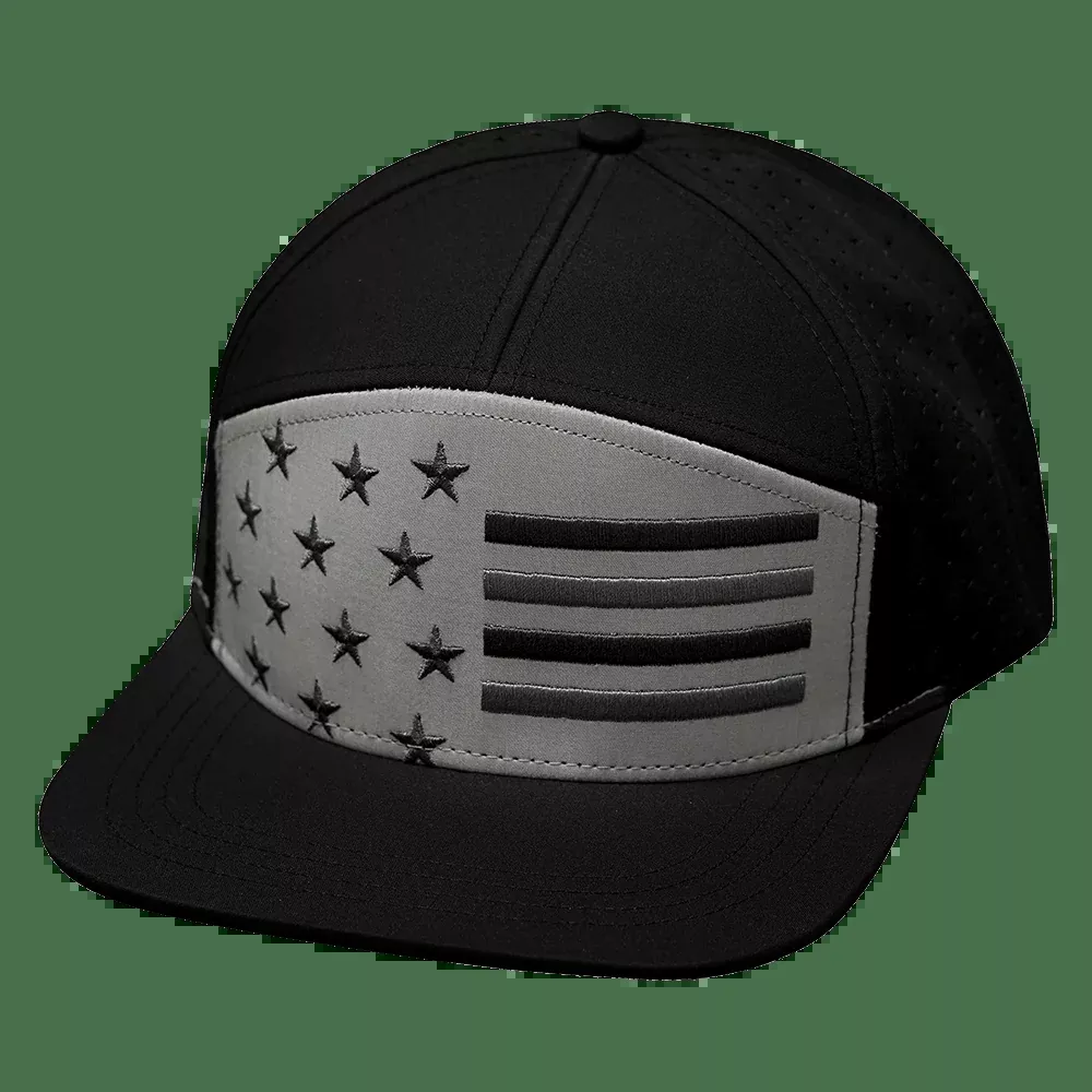 Flag Hat - Flat Bill - Black / Gray - Laser Mesh