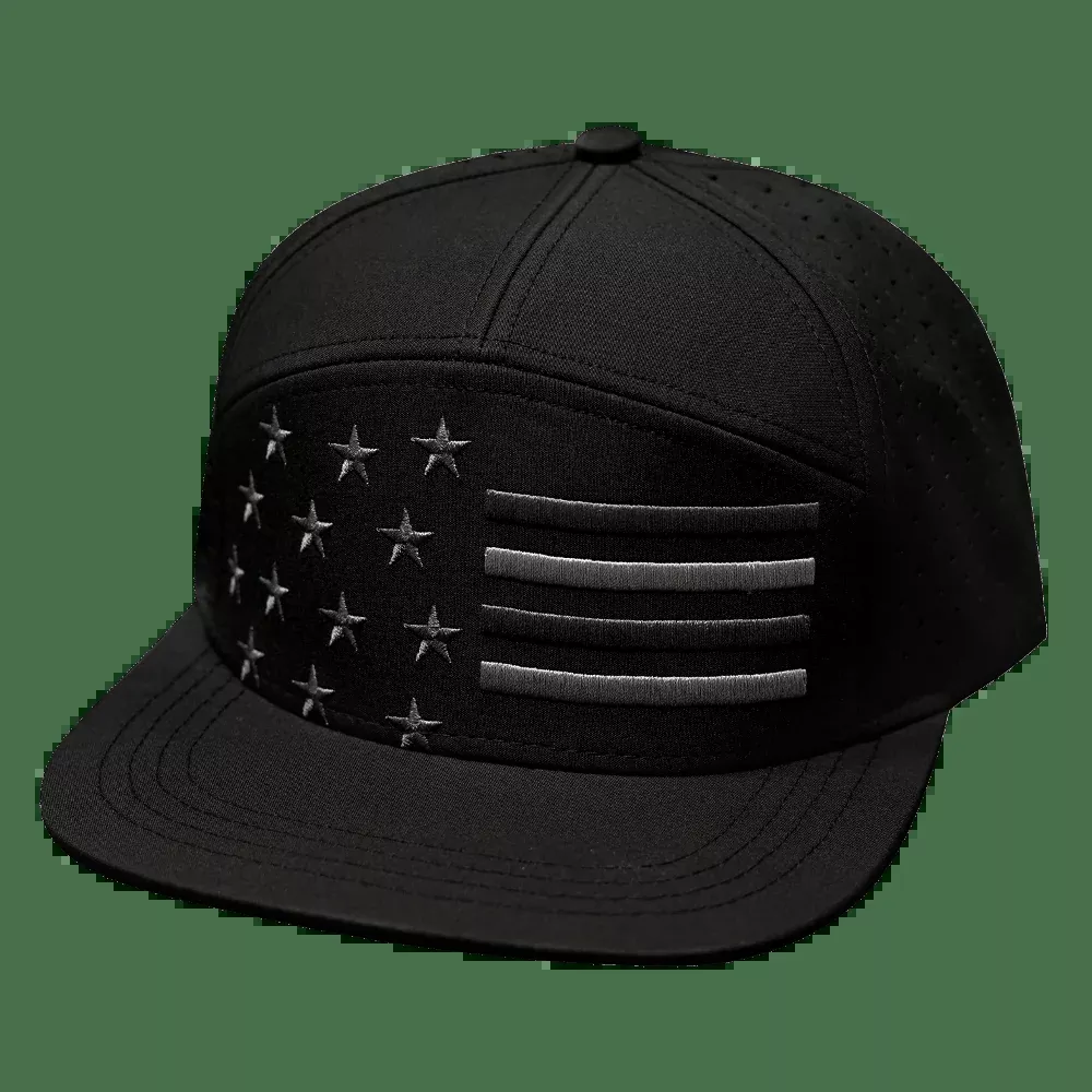Flag Hat - Flat Bill - Black - Laser Mesh