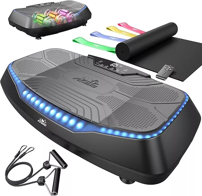 FLYBIRD 4D Vibration Plate 500 LBS Capacity, Oscillation, Linear, Pulsation Vibration Plate Exercise Machine, Triple Motors Vibration Plate for Bone Density Building & Lymphatic Drainage