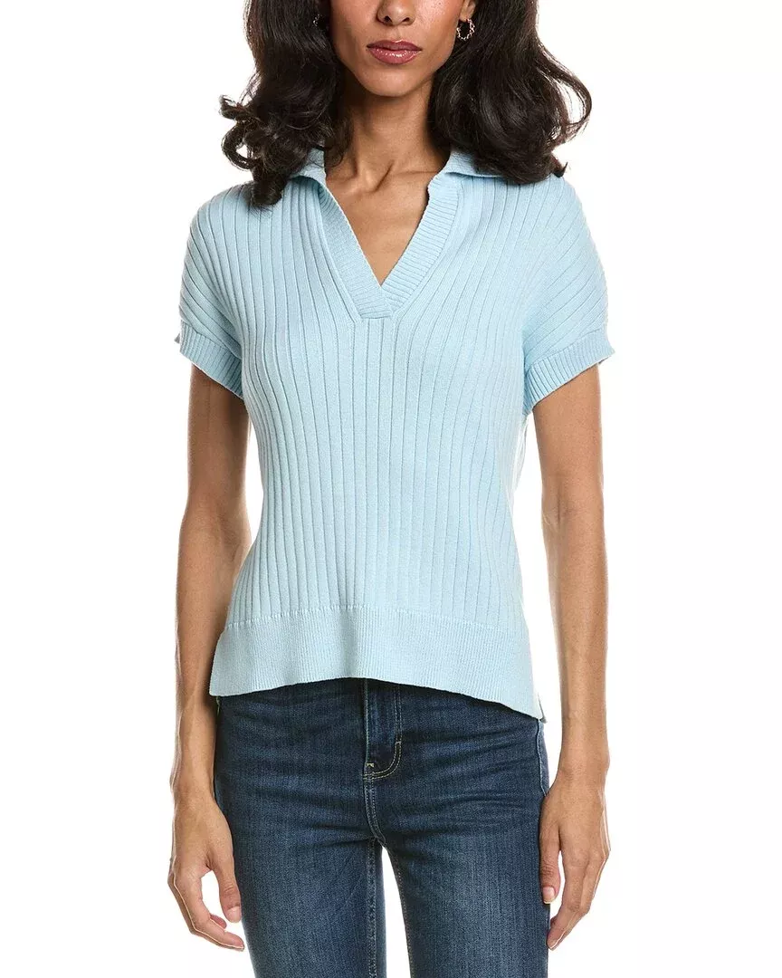 Forte Rib Cap Sleeve Polo Sweater
