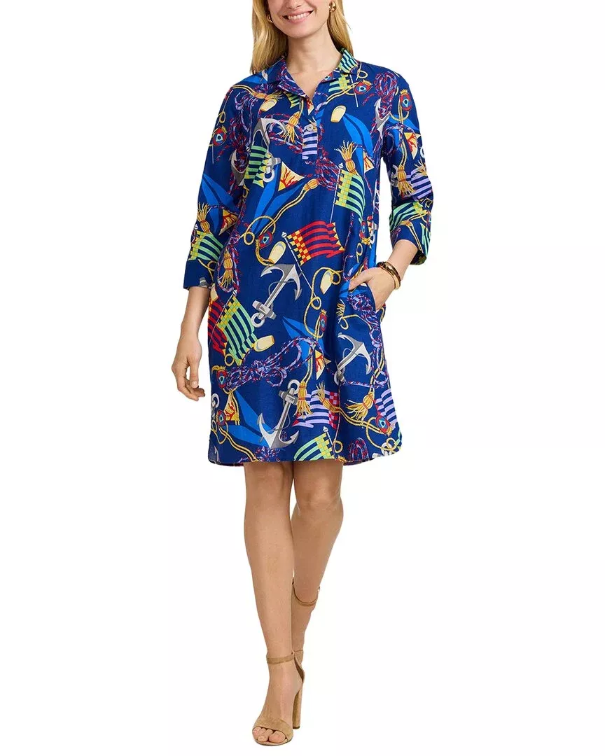 Foxcroft Sloane Linen-Blend Shift Dress