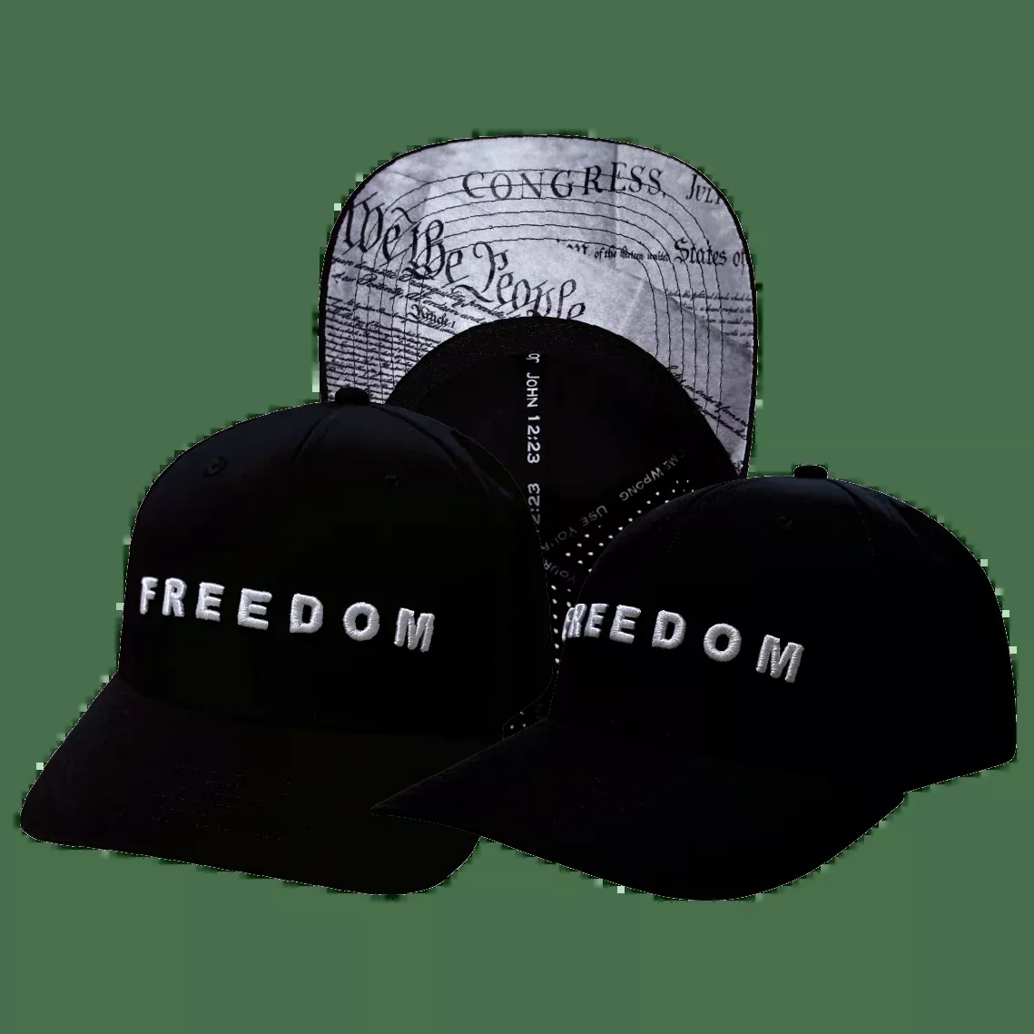 FREEDOM Hat - Baseball Hat Fit - Black - Laser Mesh