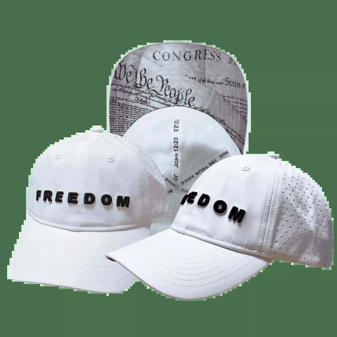 FREEDOM Hat - Dad Hat - Ponytail - White - Laser Mesh