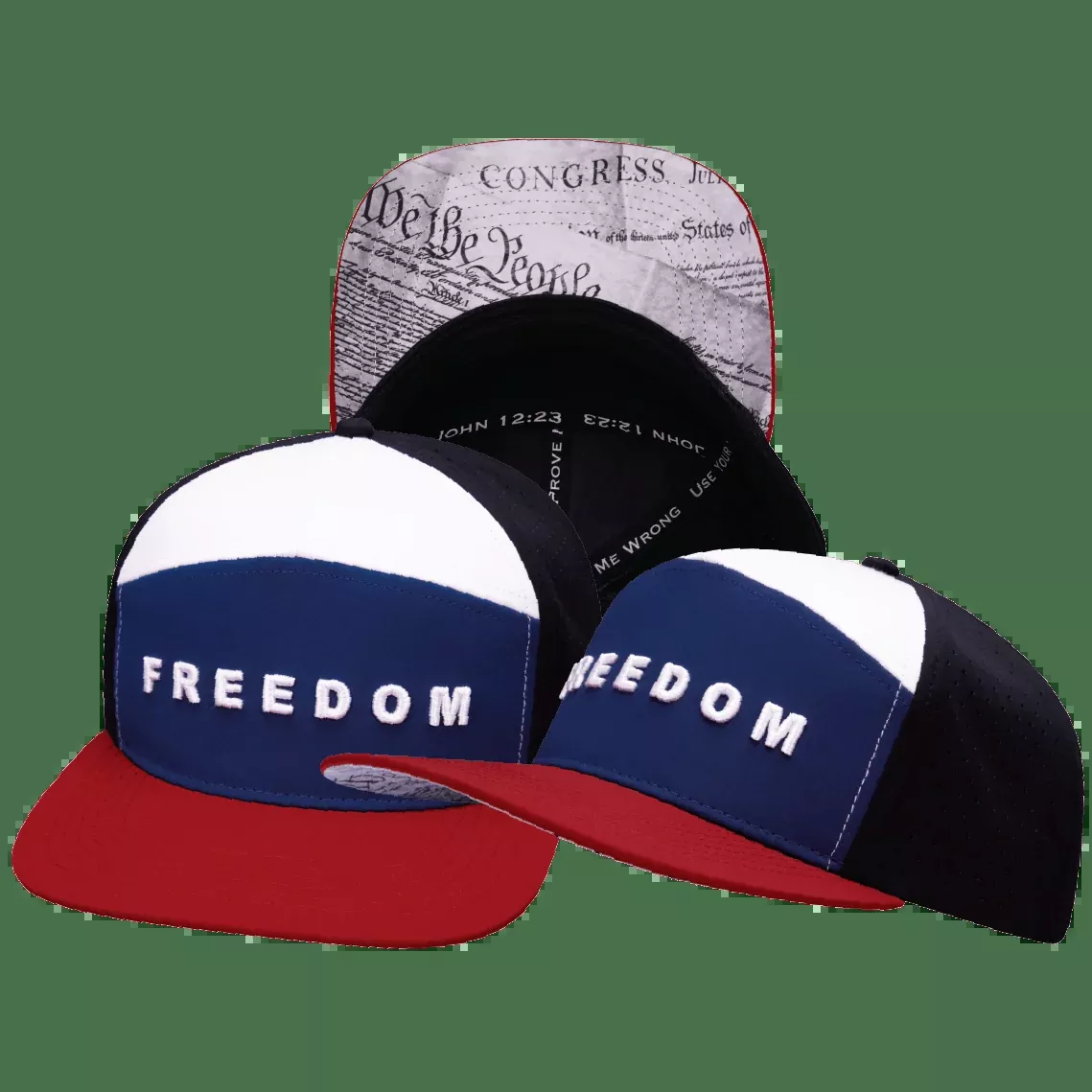 FREEDOM Hat - Flat Bill - Dark Red / Navy / White / Black - Laser Mesh