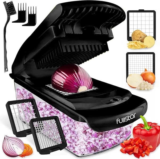 Fullstar The Original Pro Chopper - Vegetable Chopper and Spiralizer, Food Chopper with Container, Fruit Slicer, Kitchen Gadgets & Accessories, Home Essentials (4 in 1, Black)
