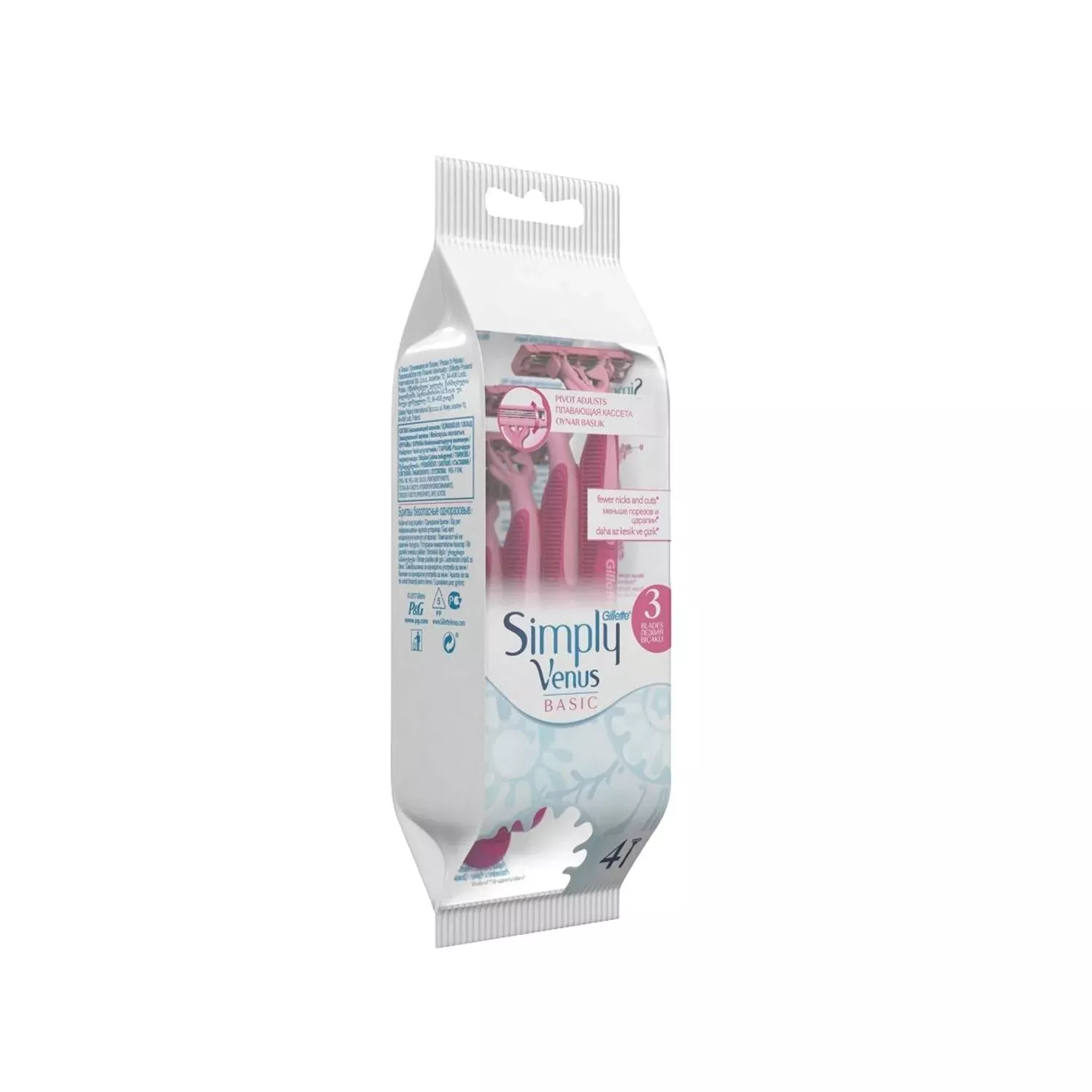 Gillette Venus Simply 3 Basic Disposable Razors for Women - Pack of 4, Convenient and Effective Shaving Solution