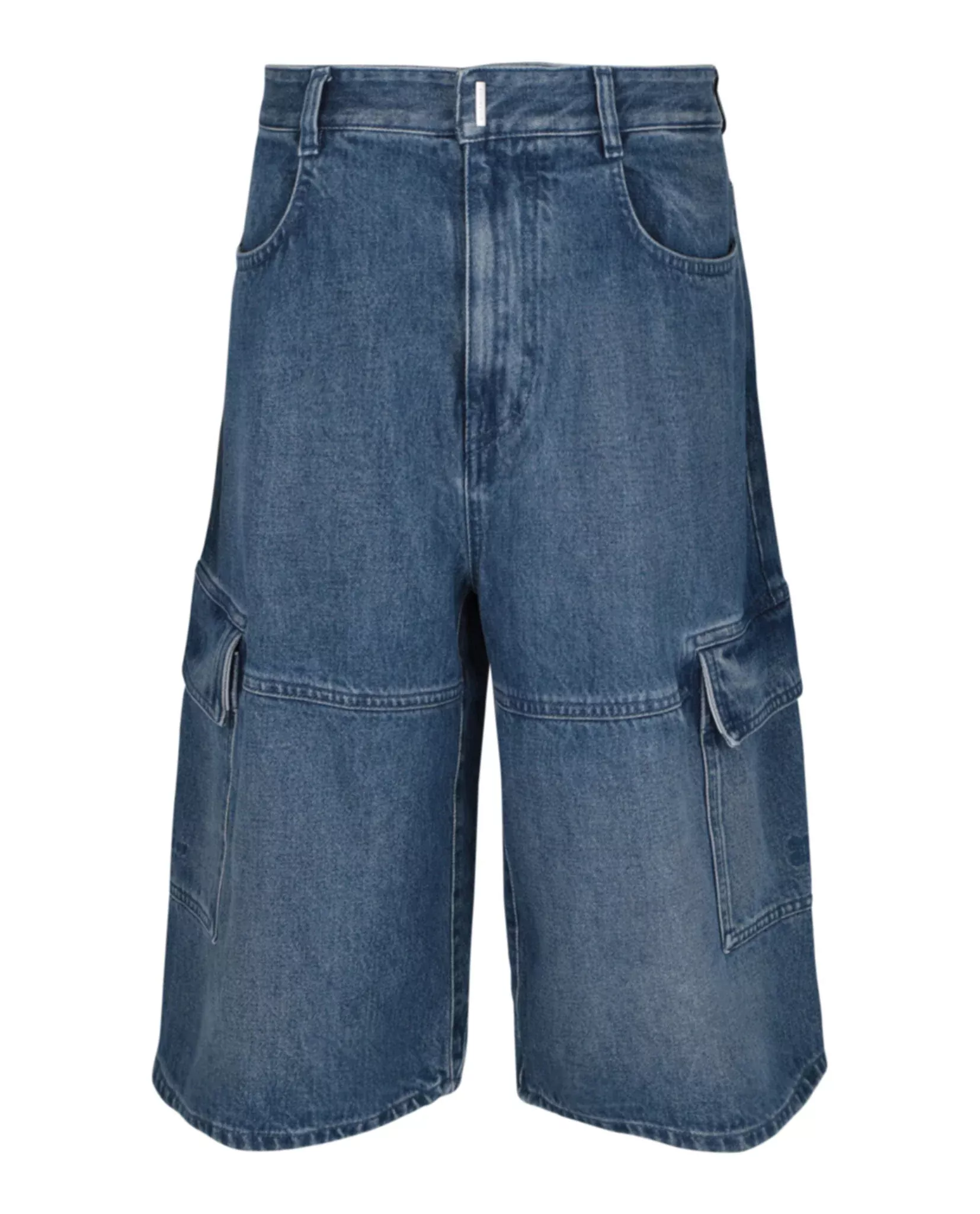 Givenchy Mens Multicutted Denim Cargo Shorts