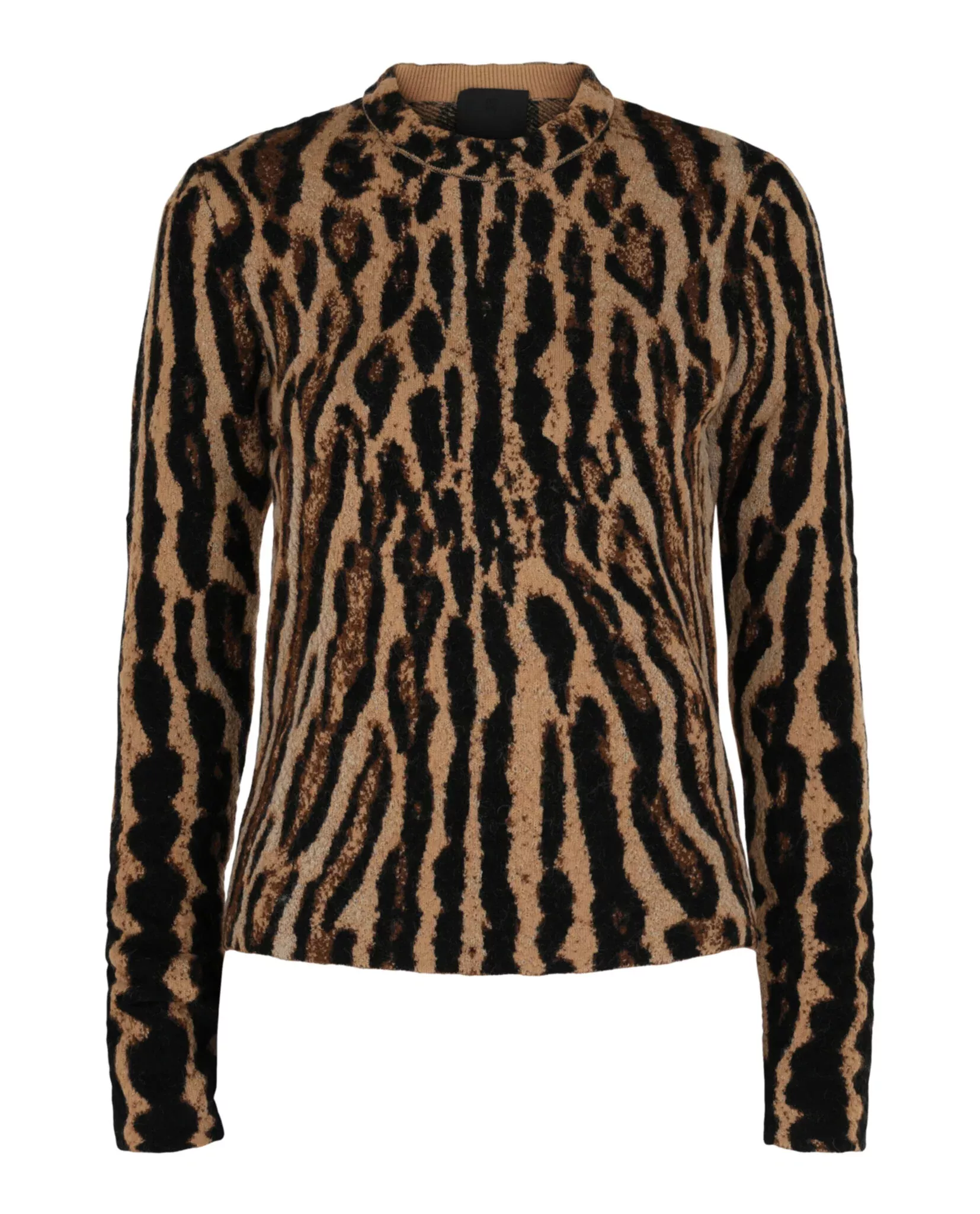 Givenchy Womens Cropped Leopard Print Knit Sweater