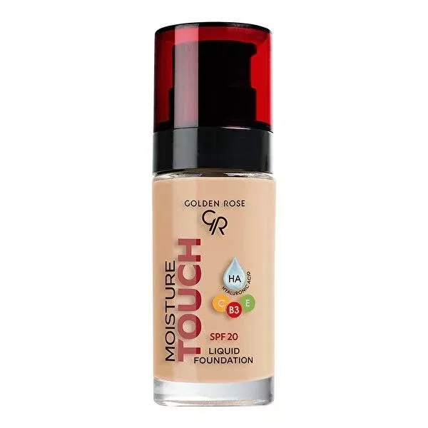 Golden Rose Moisture Touch Liquid Foundation SPF20 - Hydrating, Buildable Coverage, Vegan Formula